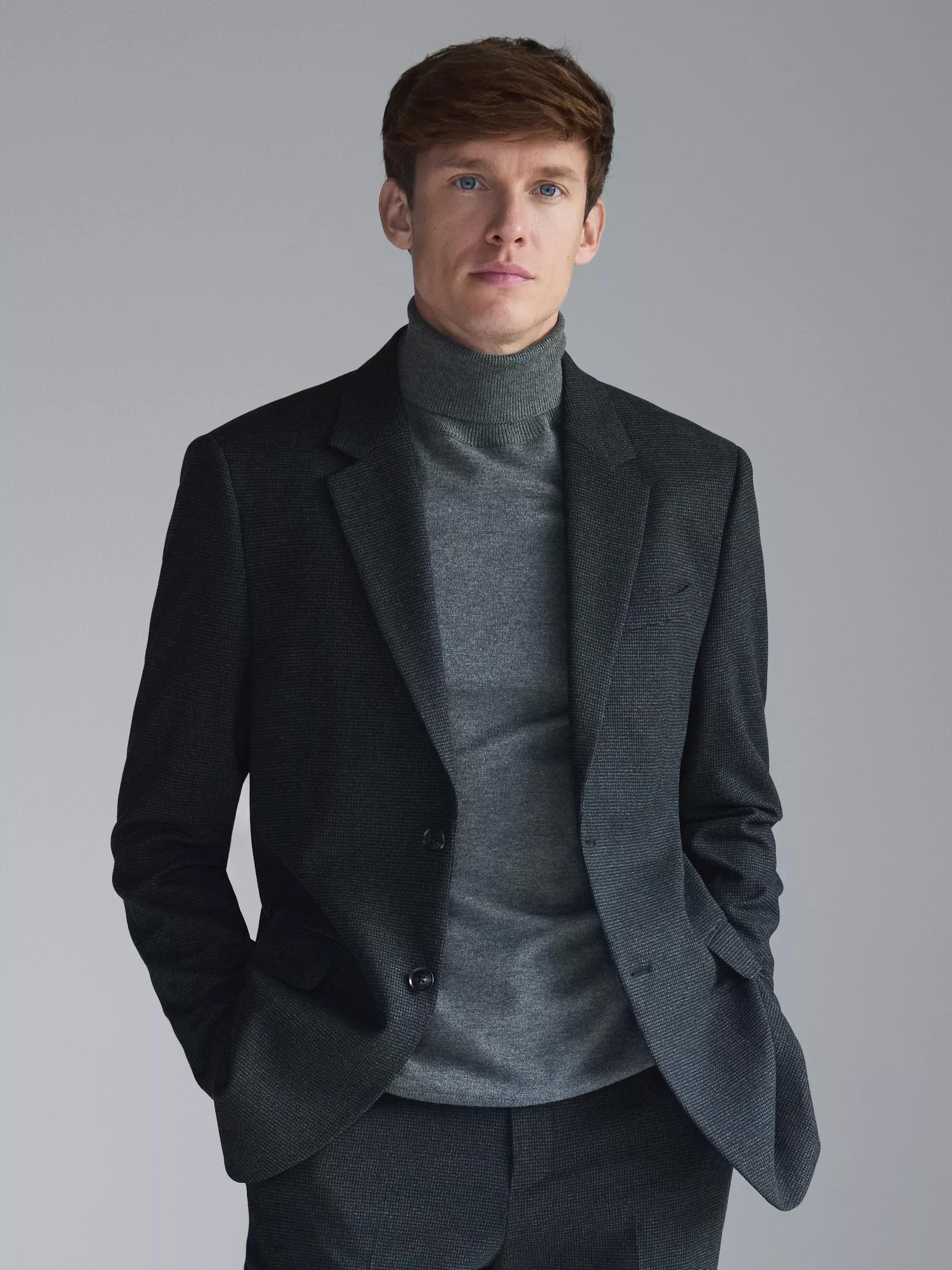 Grey Viscose Rich Turtleneck, Grey, medium