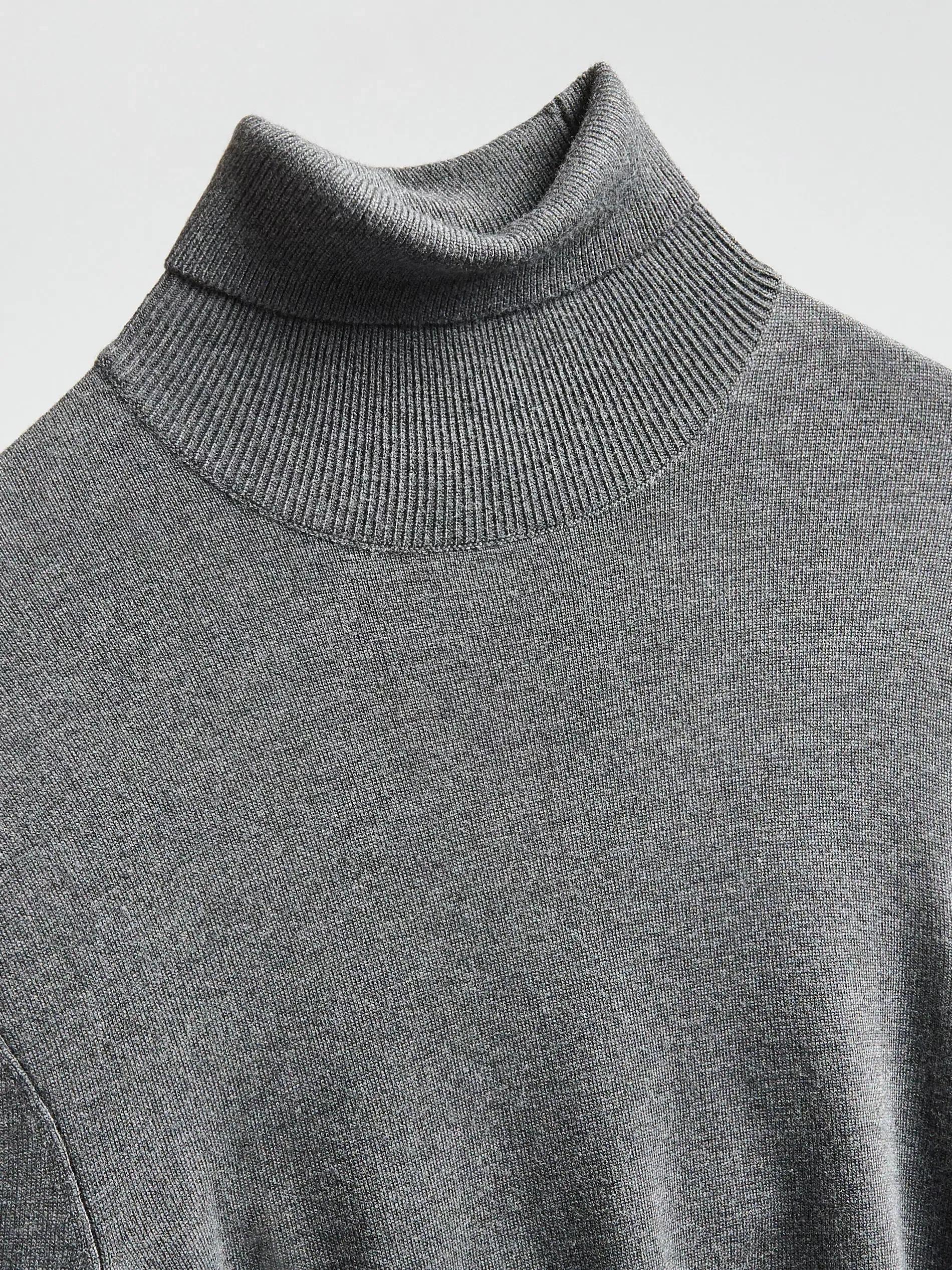 Grey Viscose Rich Turtleneck, Grey, large image number 5