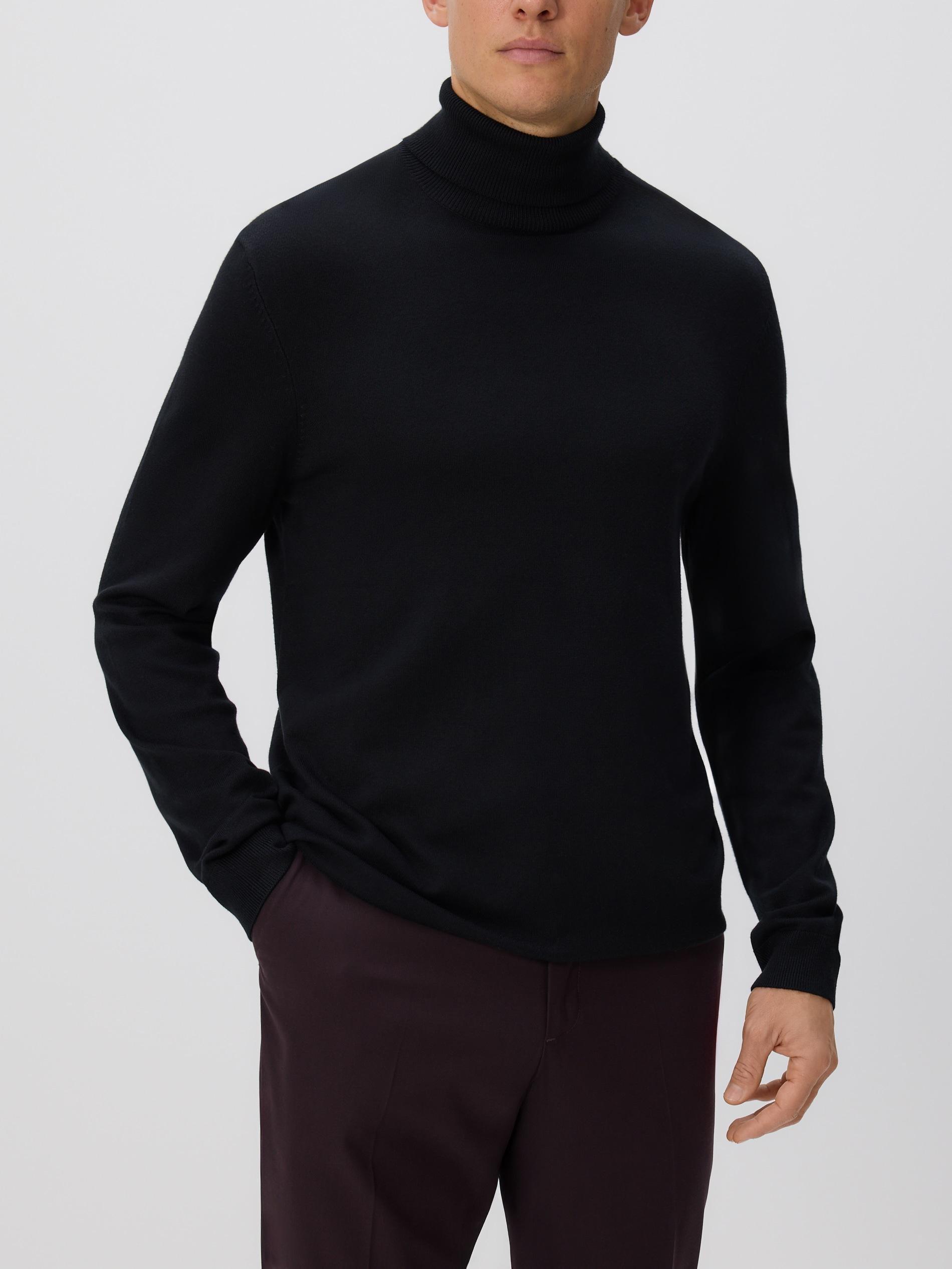 Black Viscose Rich Turtleneck, Black, large image number 0
