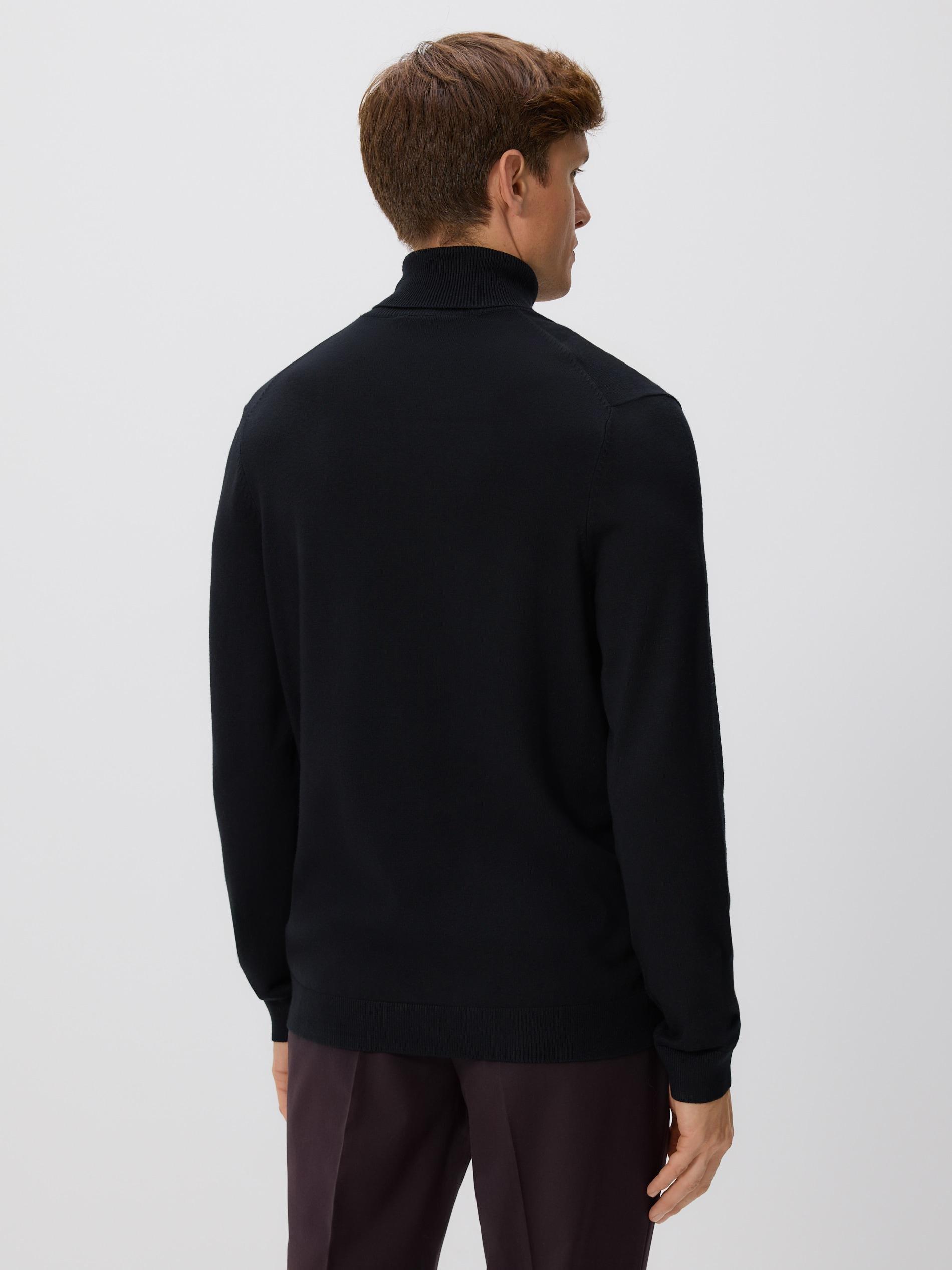 Black Viscose Rich Turtleneck, Black, large image number 2