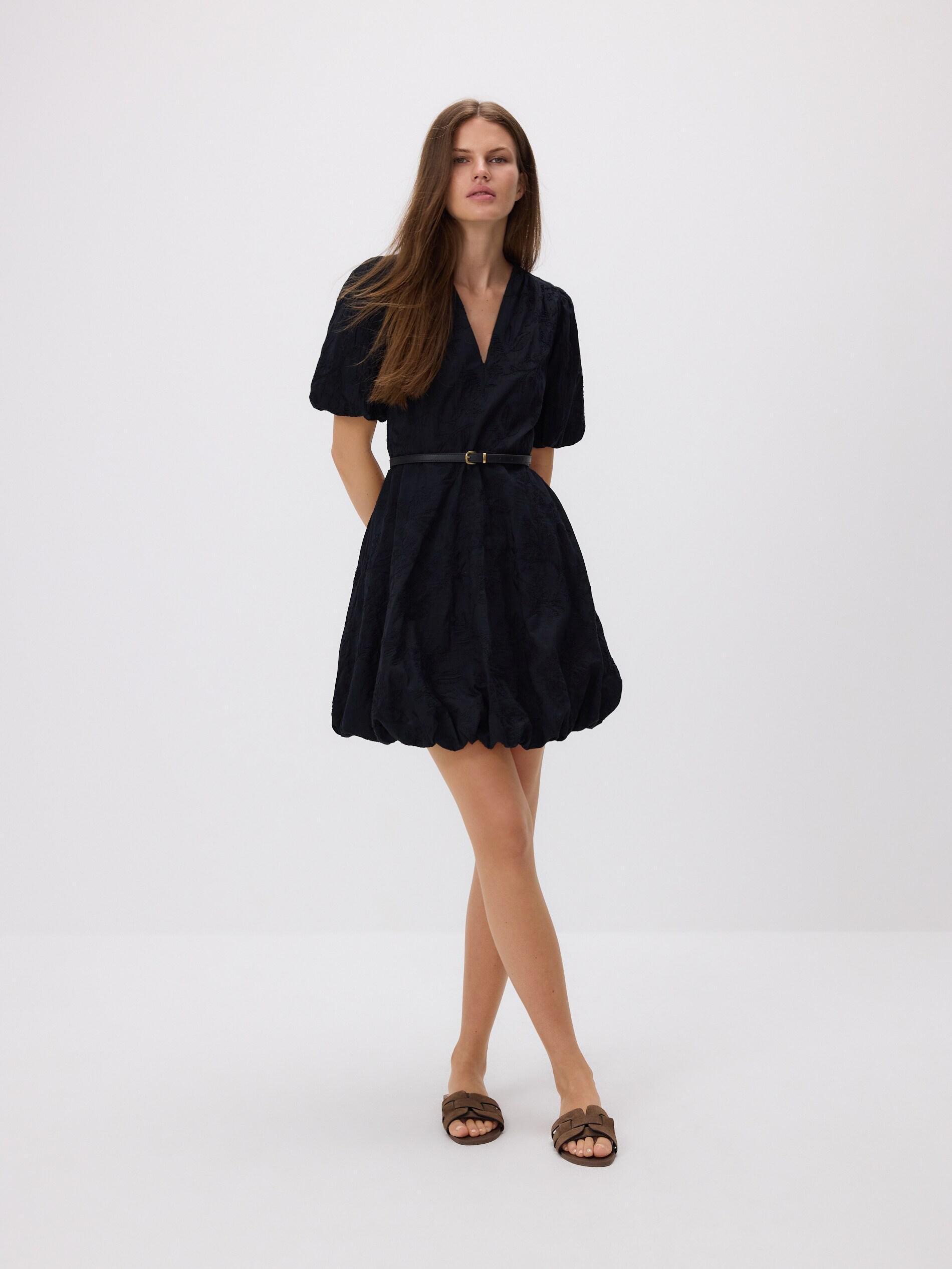 Black Dress With Belt, Black, medium