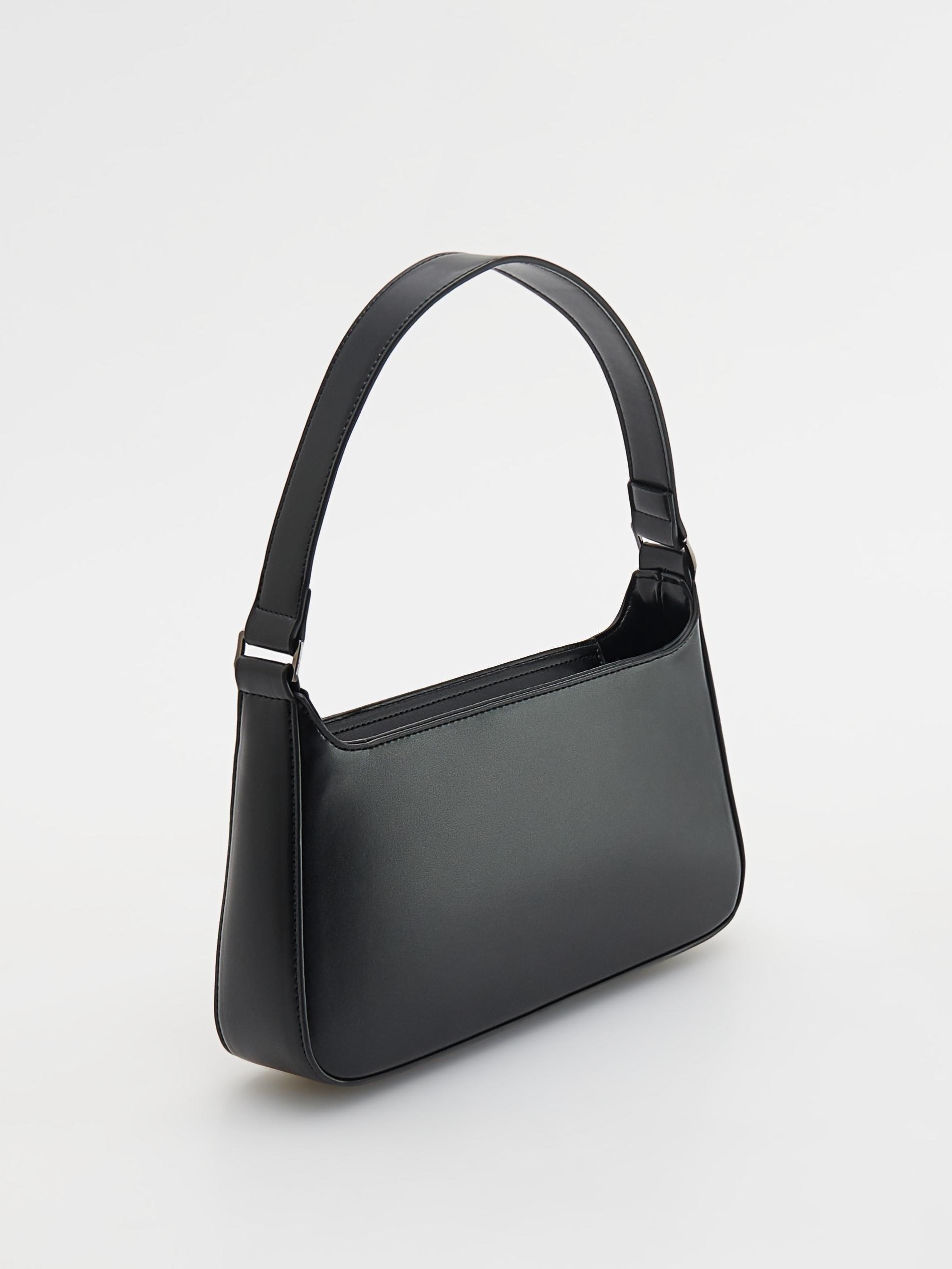 Black Faux Leather Bag, , large image number 2