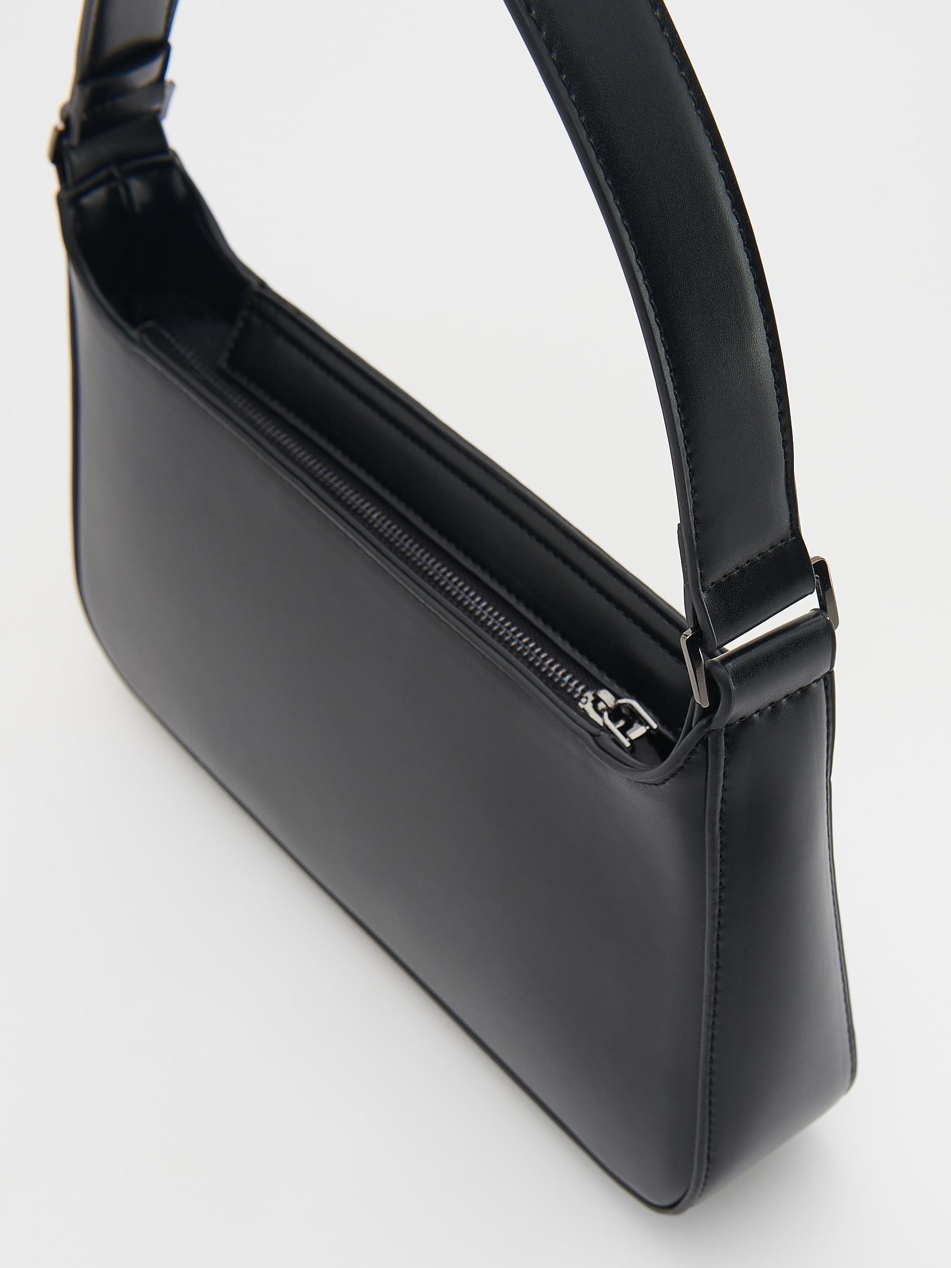 Black Faux Leather Bag, , large image number 3