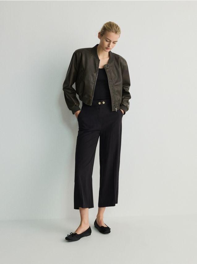 Black Culotte Trousers, , large image number 0