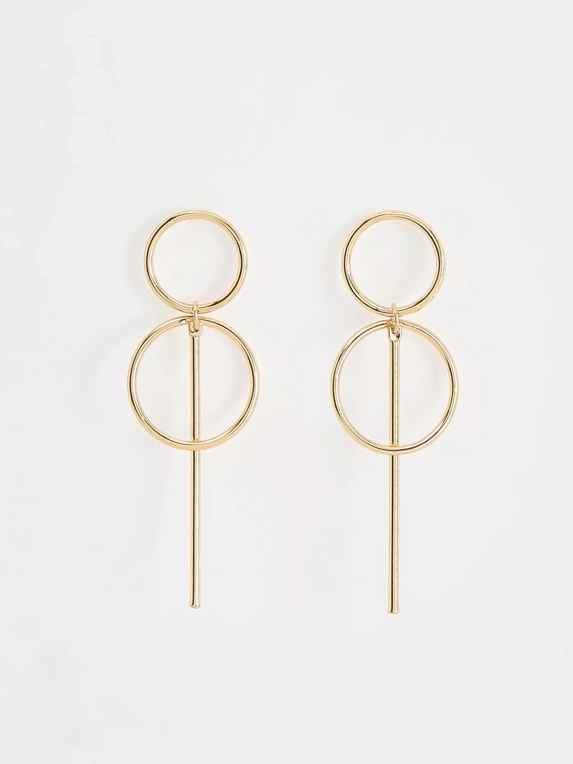 Gold Pendant Earrings, Golden, large image number 0