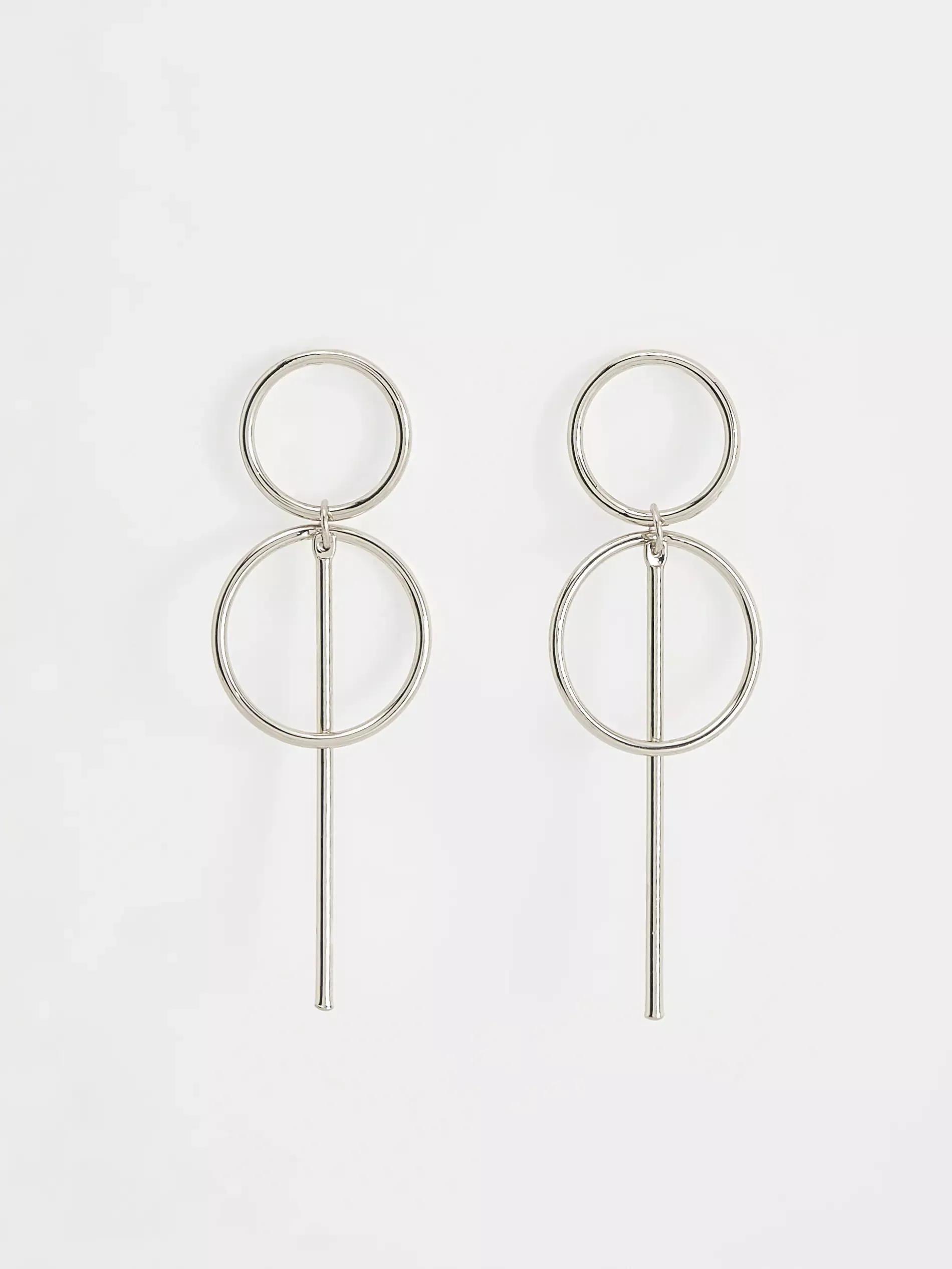 Silver Pendant Earrings, Silver, large image number 1