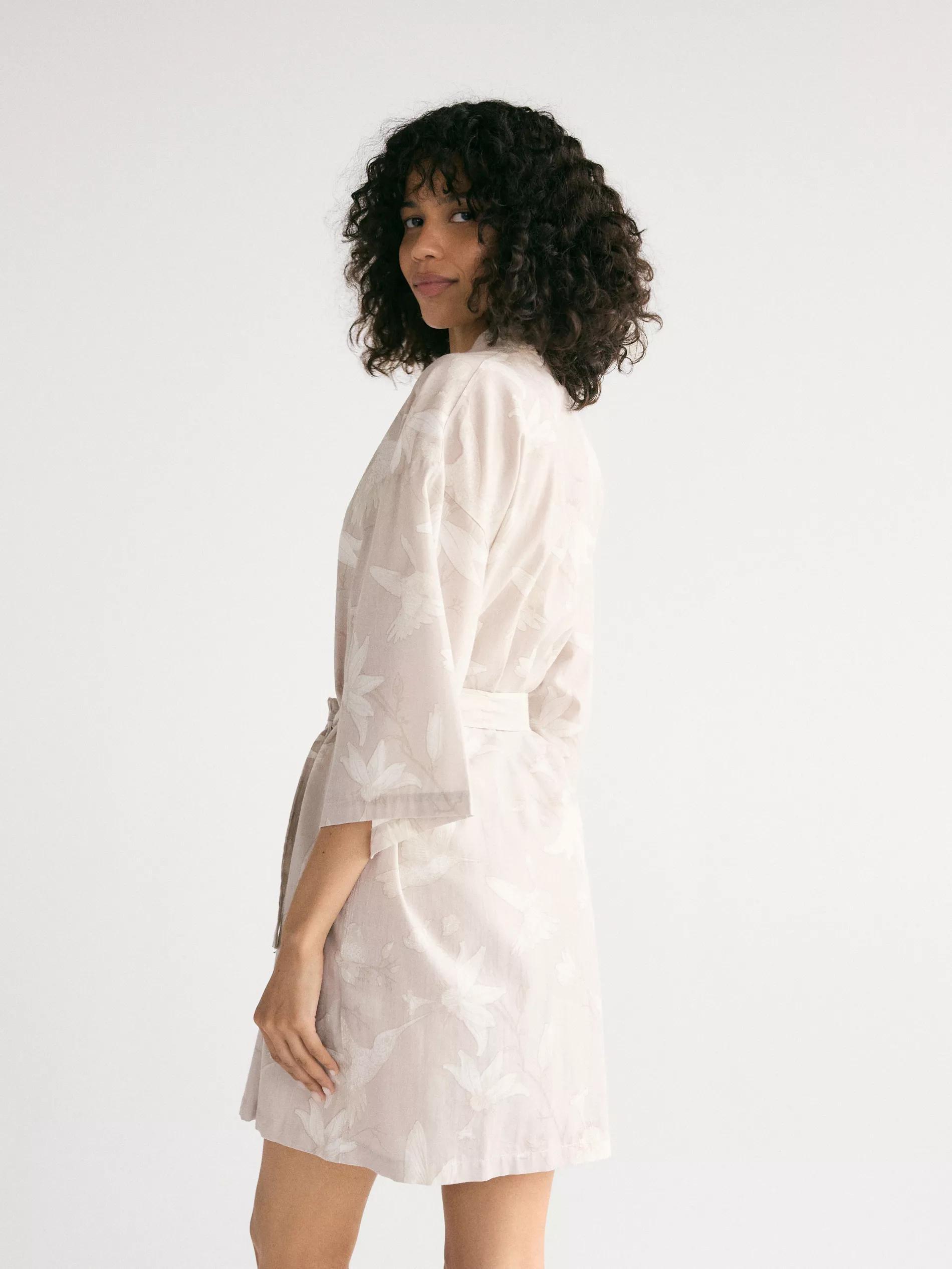 BEIGE Patterned dressing gown with belt, Beige, large image number 3