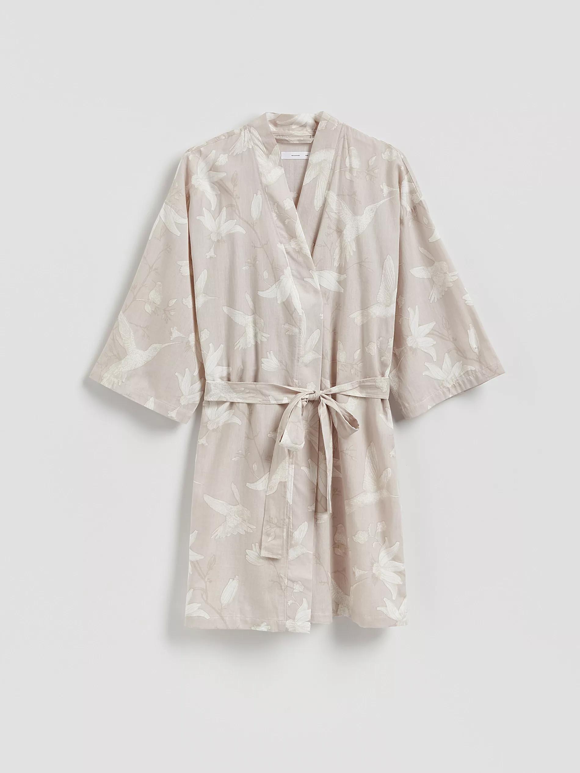 BEIGE Patterned dressing gown with belt, Beige, large image number 5