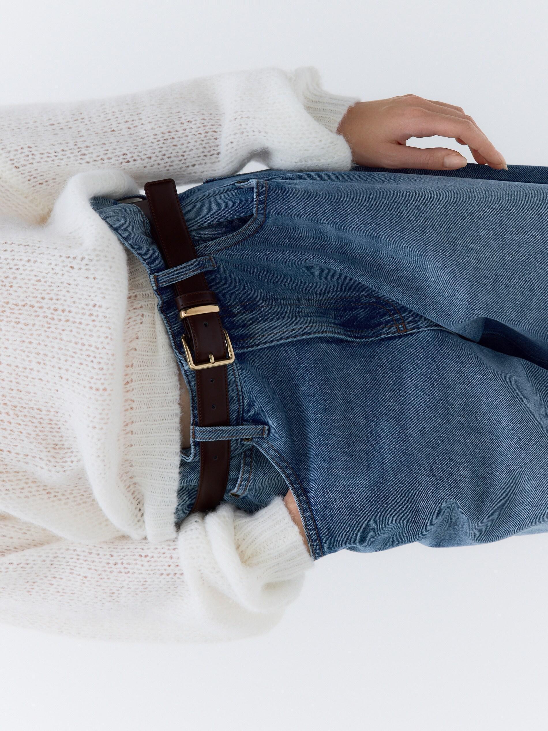 Dusty Brown Combined Materials Belt, Brown, medium