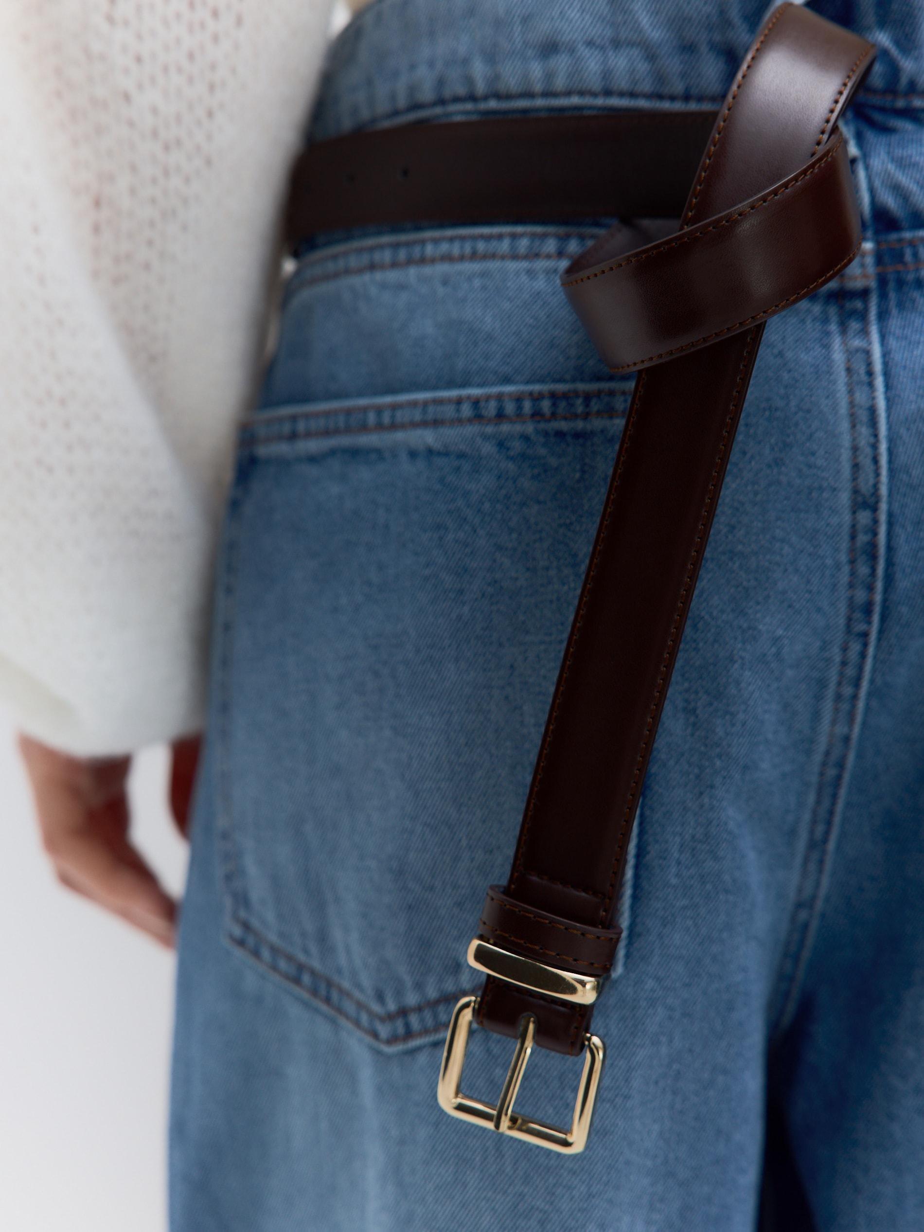 Dusty Brown Combined Materials Belt, Brown, large image number 1