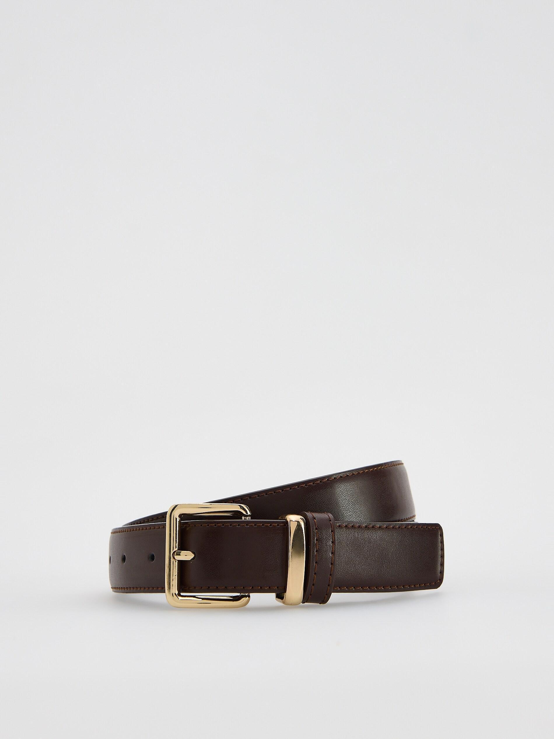 Dusty Brown Combined Materials Belt, Brown, medium