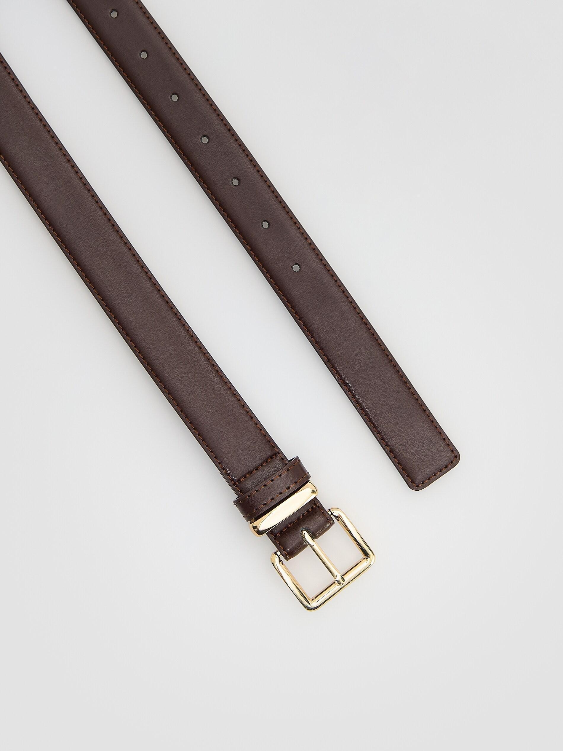 Dusty Brown Combined Materials Belt, Brown, large image number 3