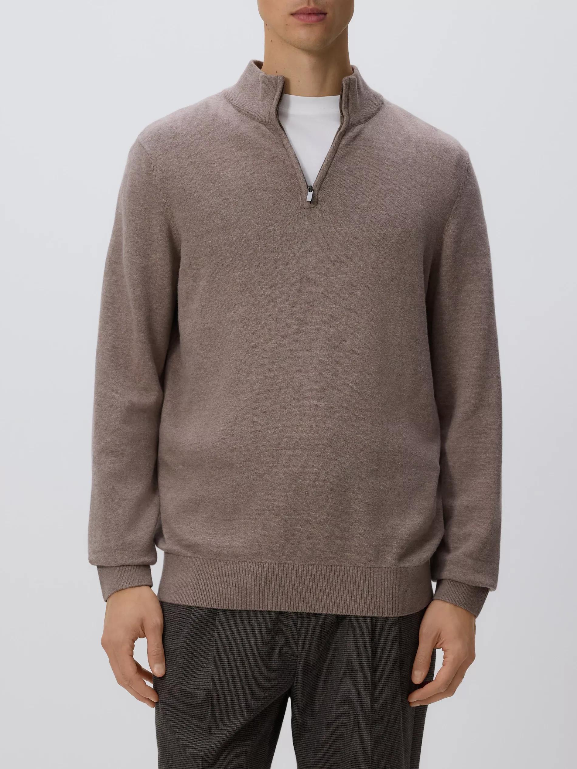 Beige Half-Zip Turtleneck Jumper, Beige, large image number 1