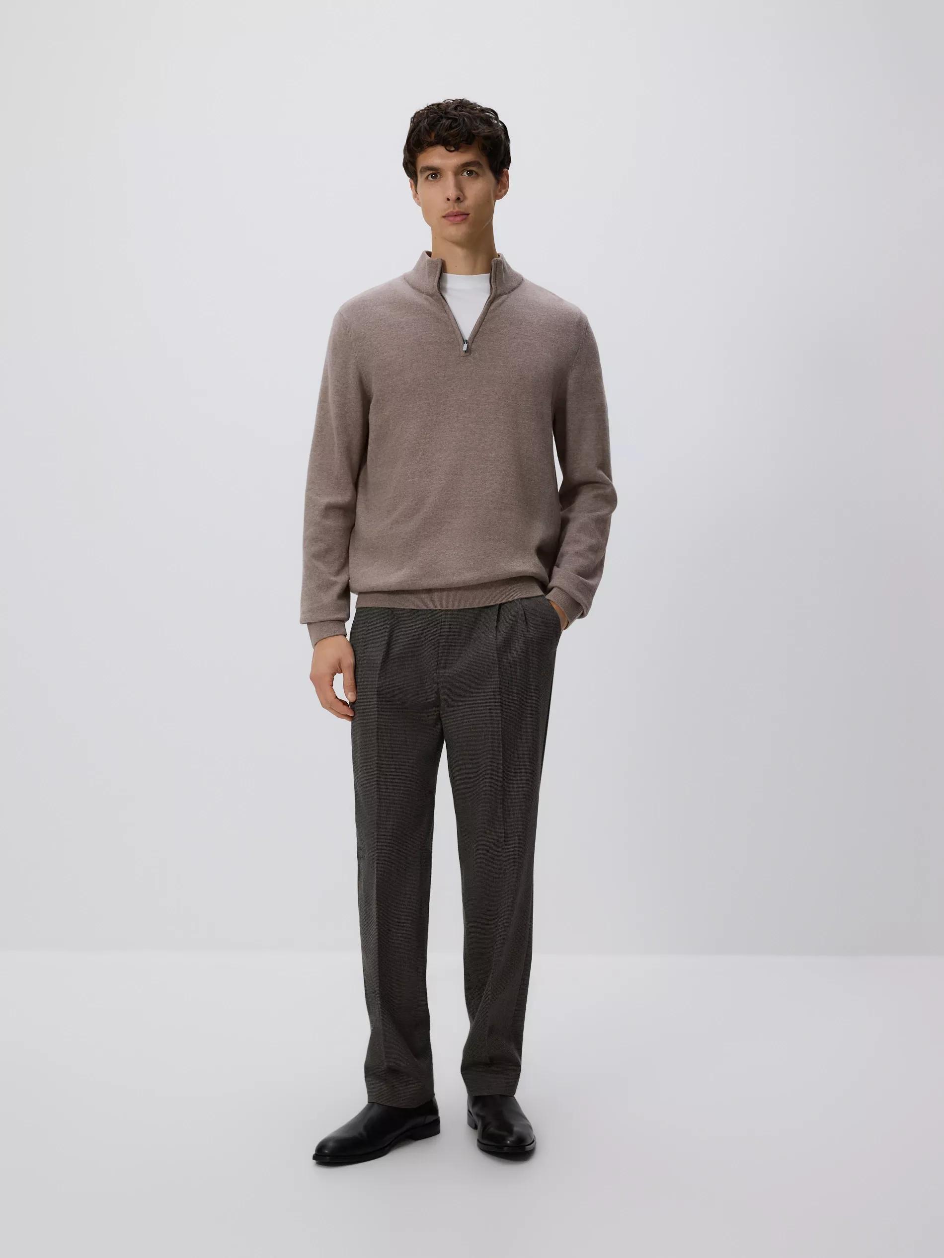 Beige Half-Zip Turtleneck Jumper, Beige, large image number 2