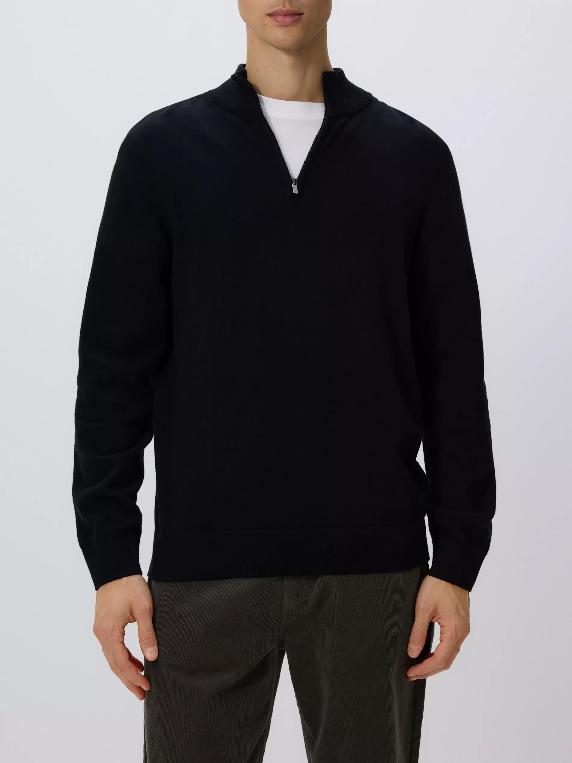 Black Half-Zip Turtleneck Jumper, Black, large image number 1