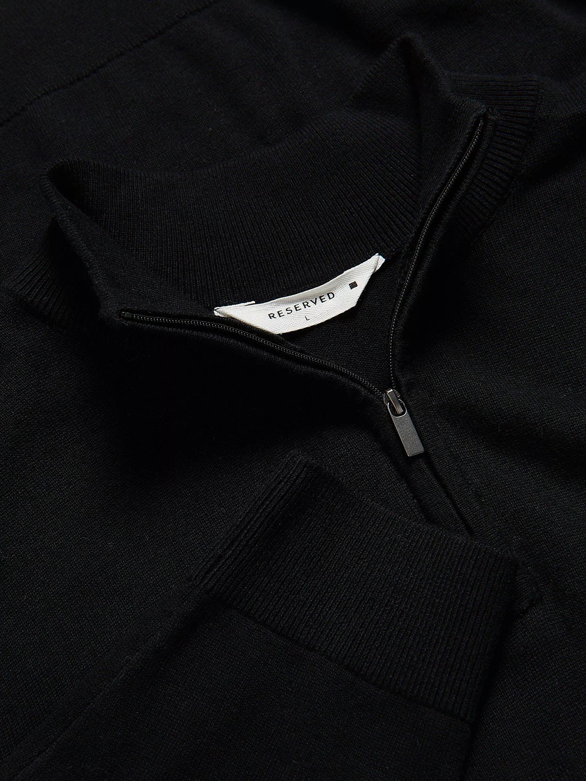 Black Half-Zip Turtleneck Jumper, Black, large image number 5