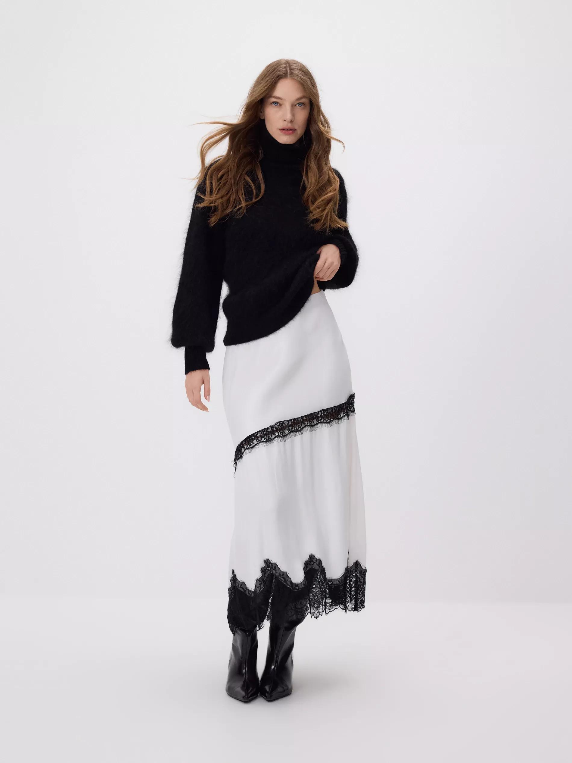 Multicolour Viscose Skirt With Lace, Multicolor, large image number 0