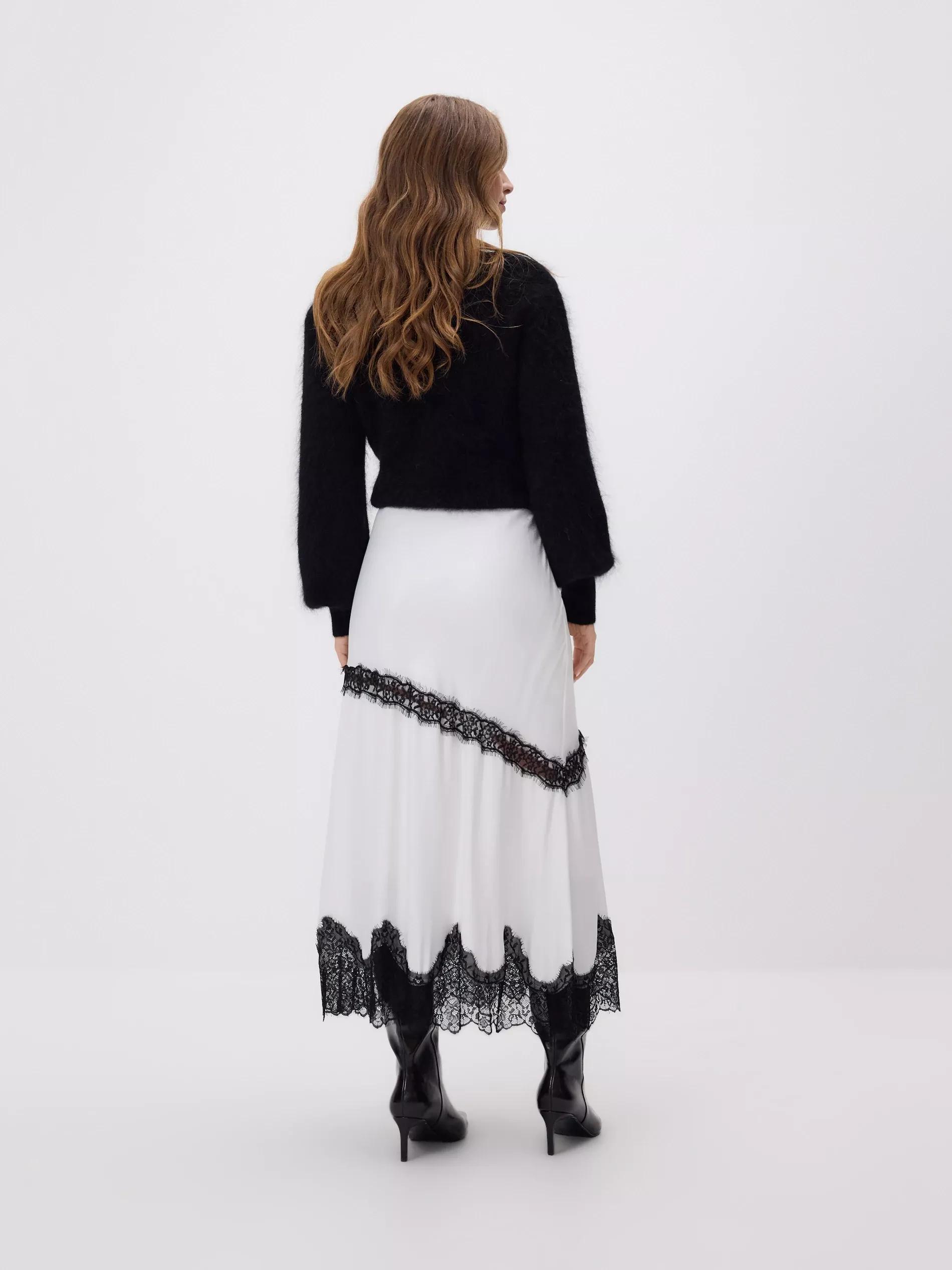 Multicolour Viscose Skirt With Lace, Multicolor, large image number 3