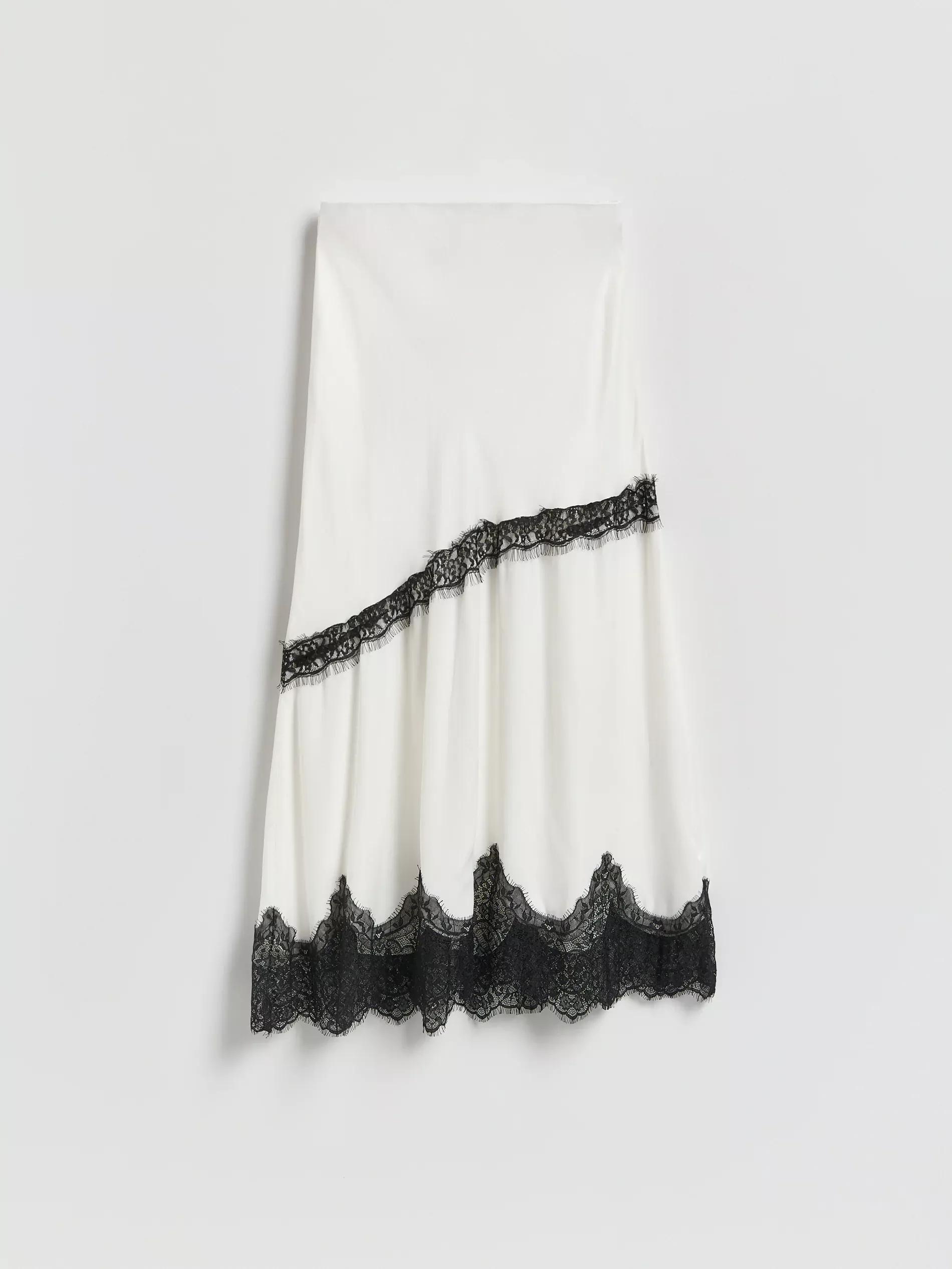 Multicolour Viscose Skirt With Lace, Multicolor, large image number 4