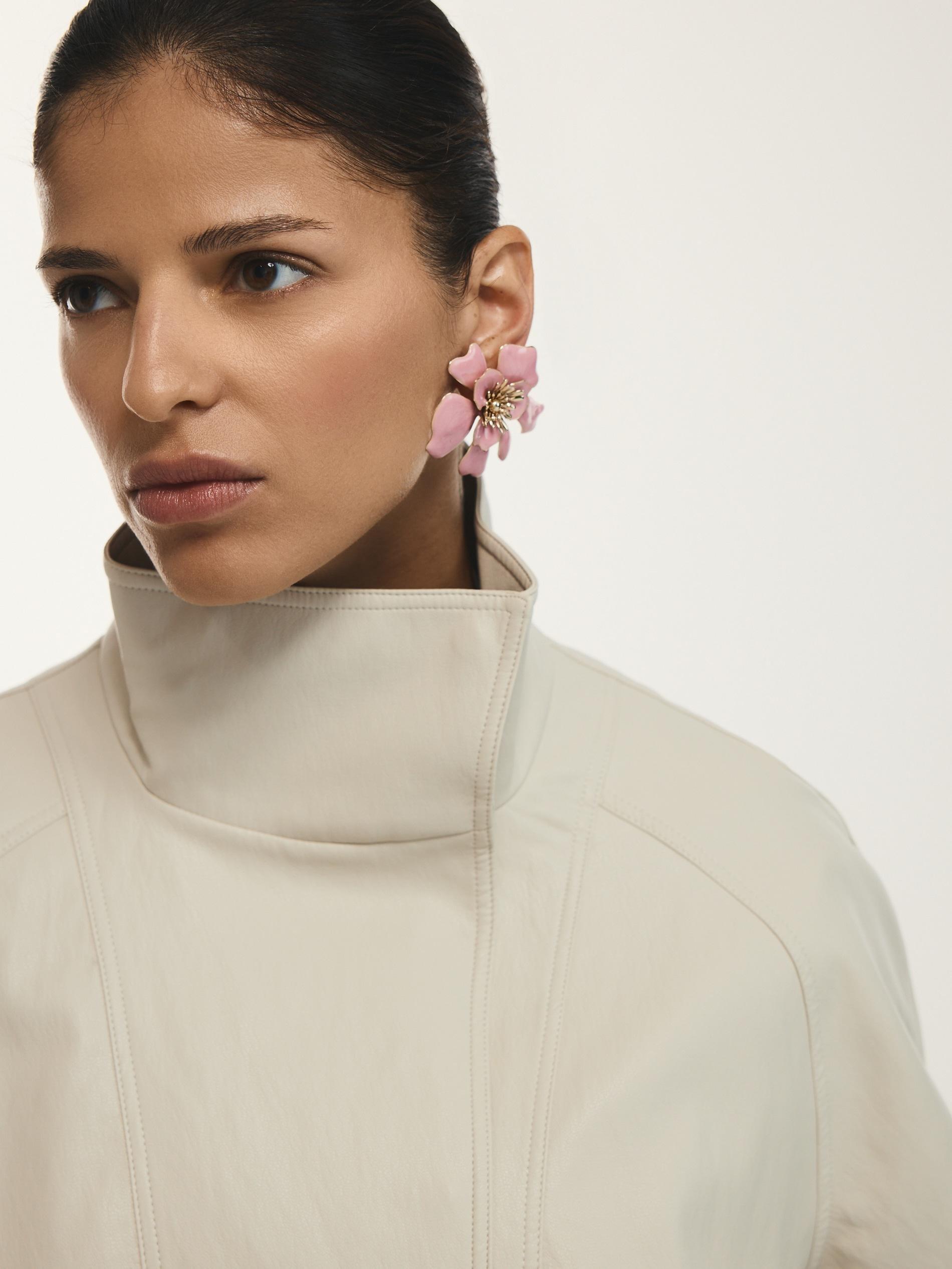 Pink Flower-Shaped Earrings, Pink, large image number 0