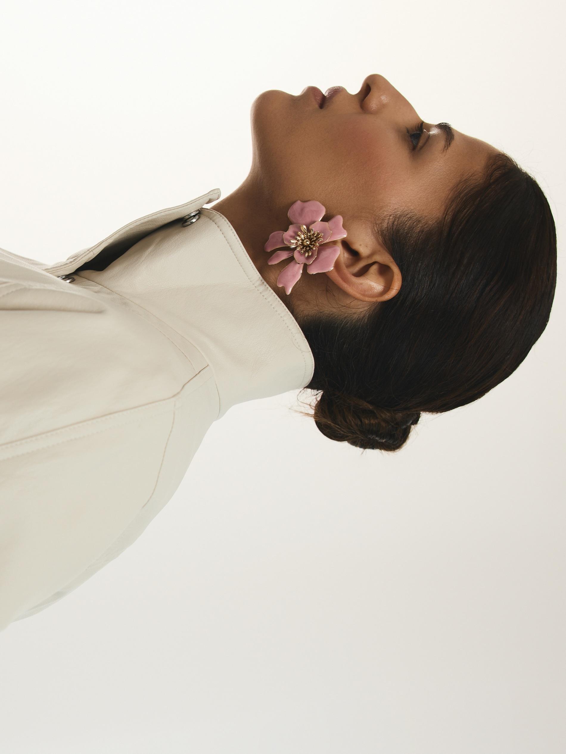 Pink Flower-Shaped Earrings, Pink, large image number 3