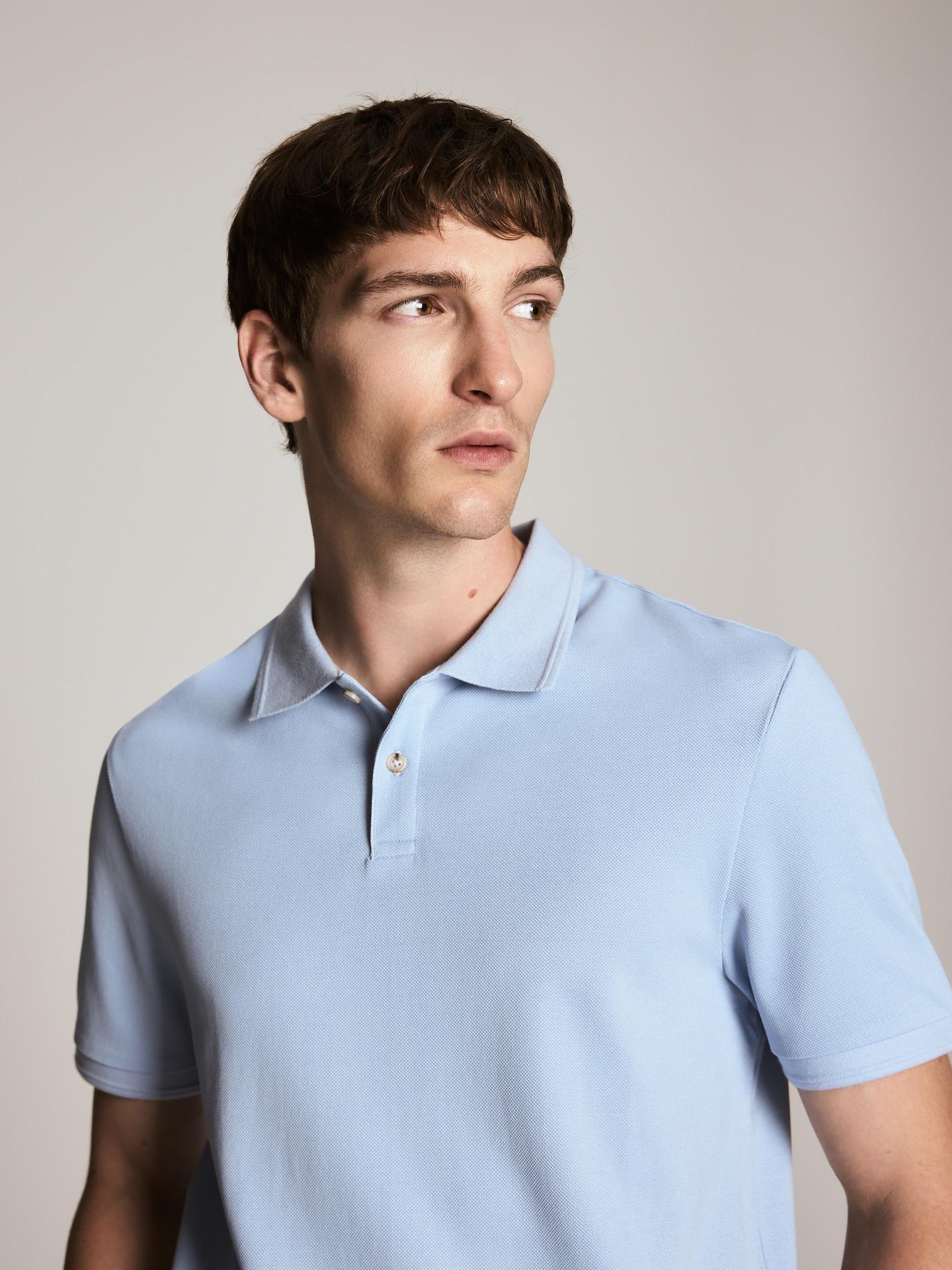 Blue Pima Cotton Polo Shirt, Blue, medium