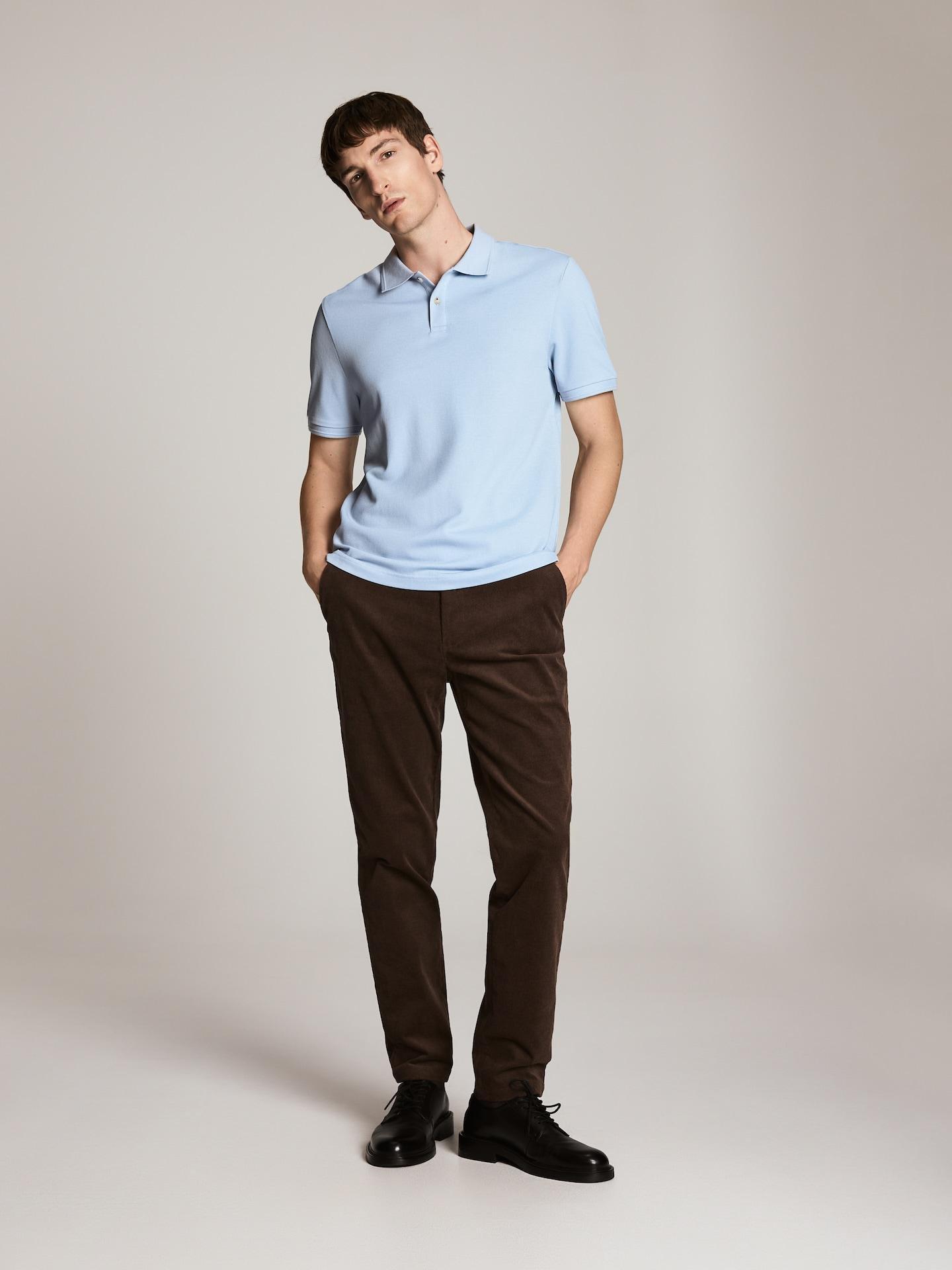 Blue Pima Cotton Polo Shirt, Blue, large image number 1