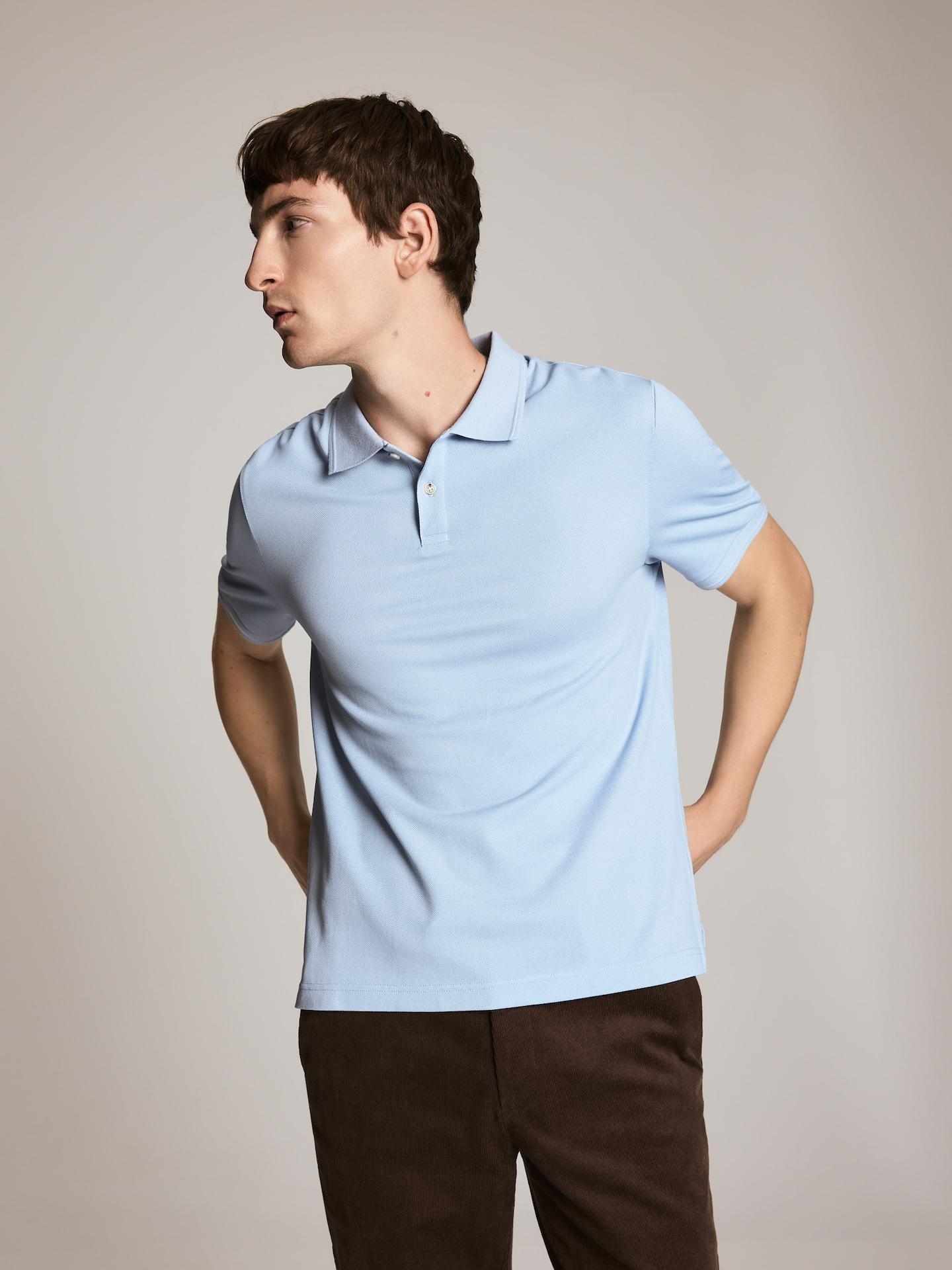 Blue Pima Cotton Polo Shirt, Blue, large image number 2