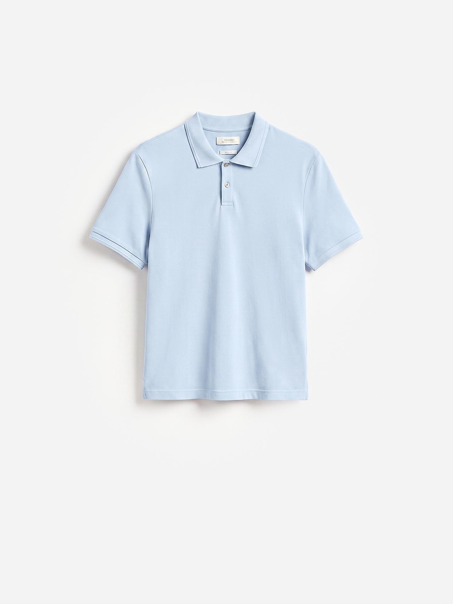 Blue Pima Cotton Polo Shirt, Blue, large image number 4
