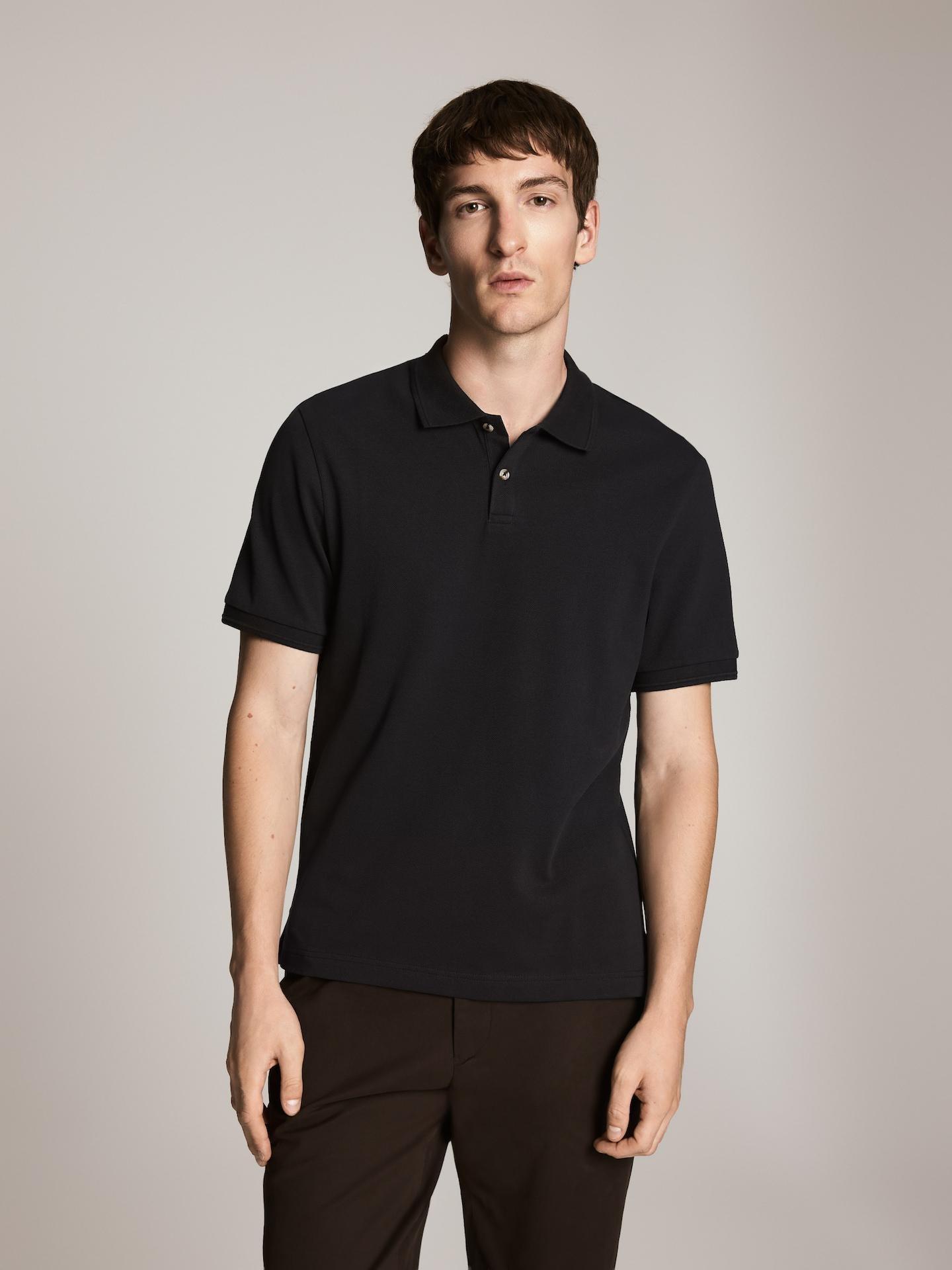 Blue Pima Cotton Polo Shirt, Navy, large image number 0