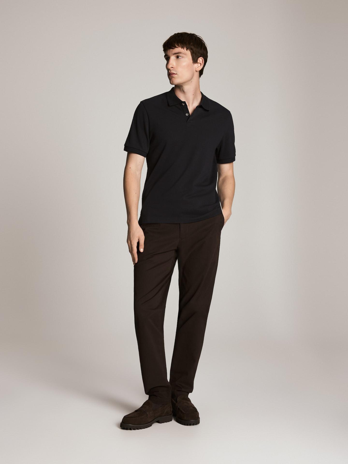Blue Pima Cotton Polo Shirt, Navy, large image number 1