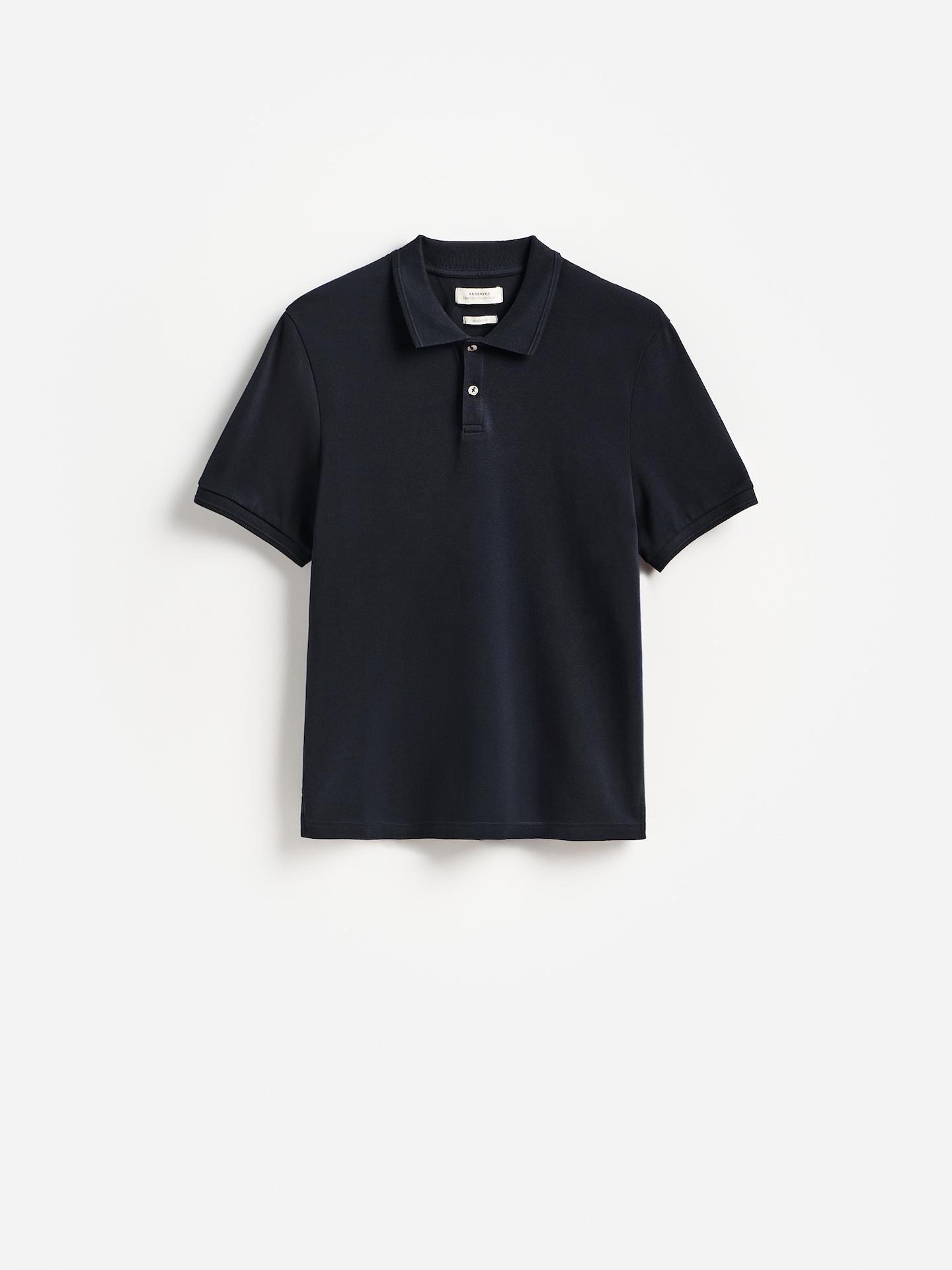 Blue Pima Cotton Polo Shirt, Navy, large image number 4