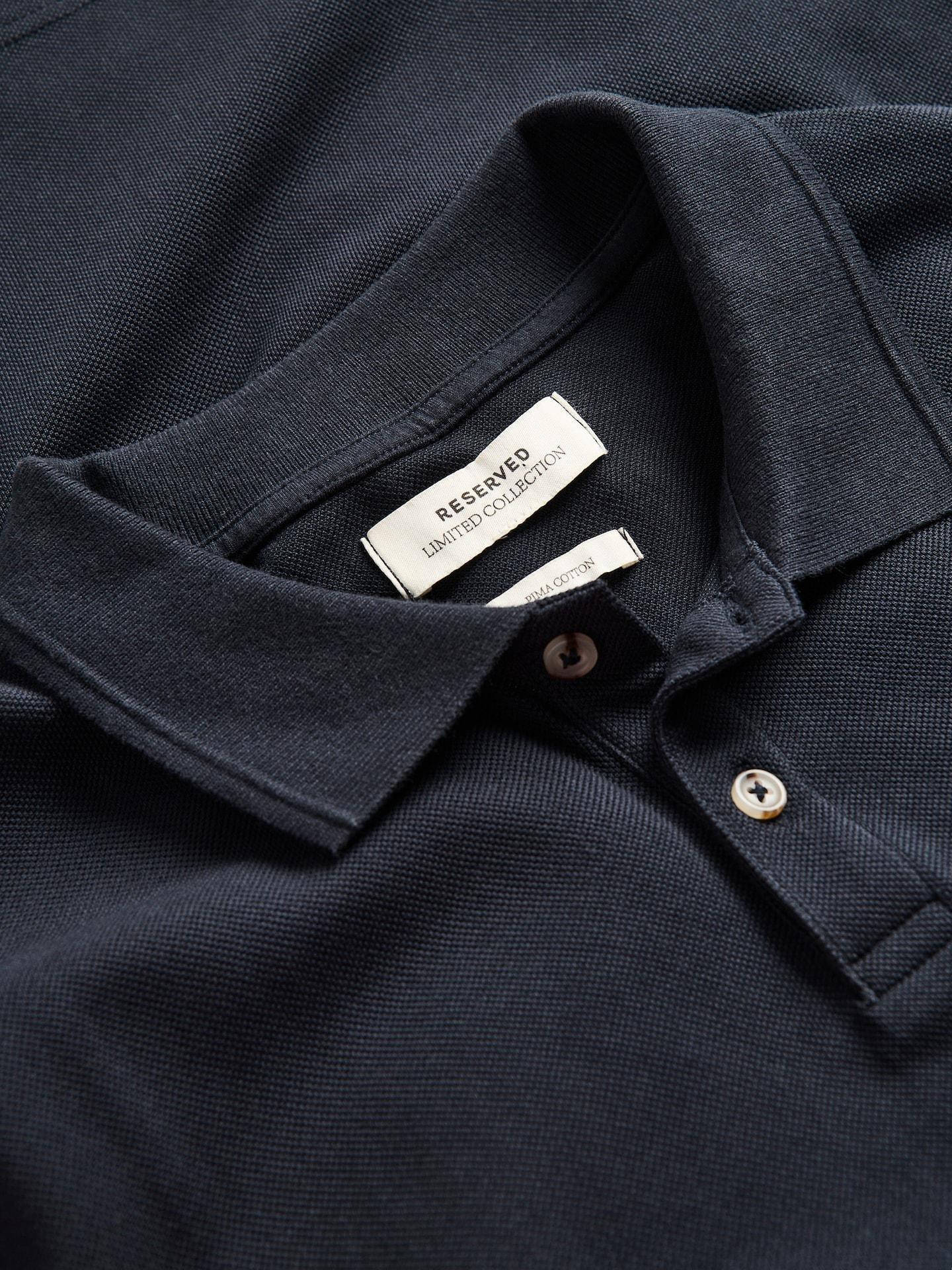Blue Pima Cotton Polo Shirt, Navy, large image number 5