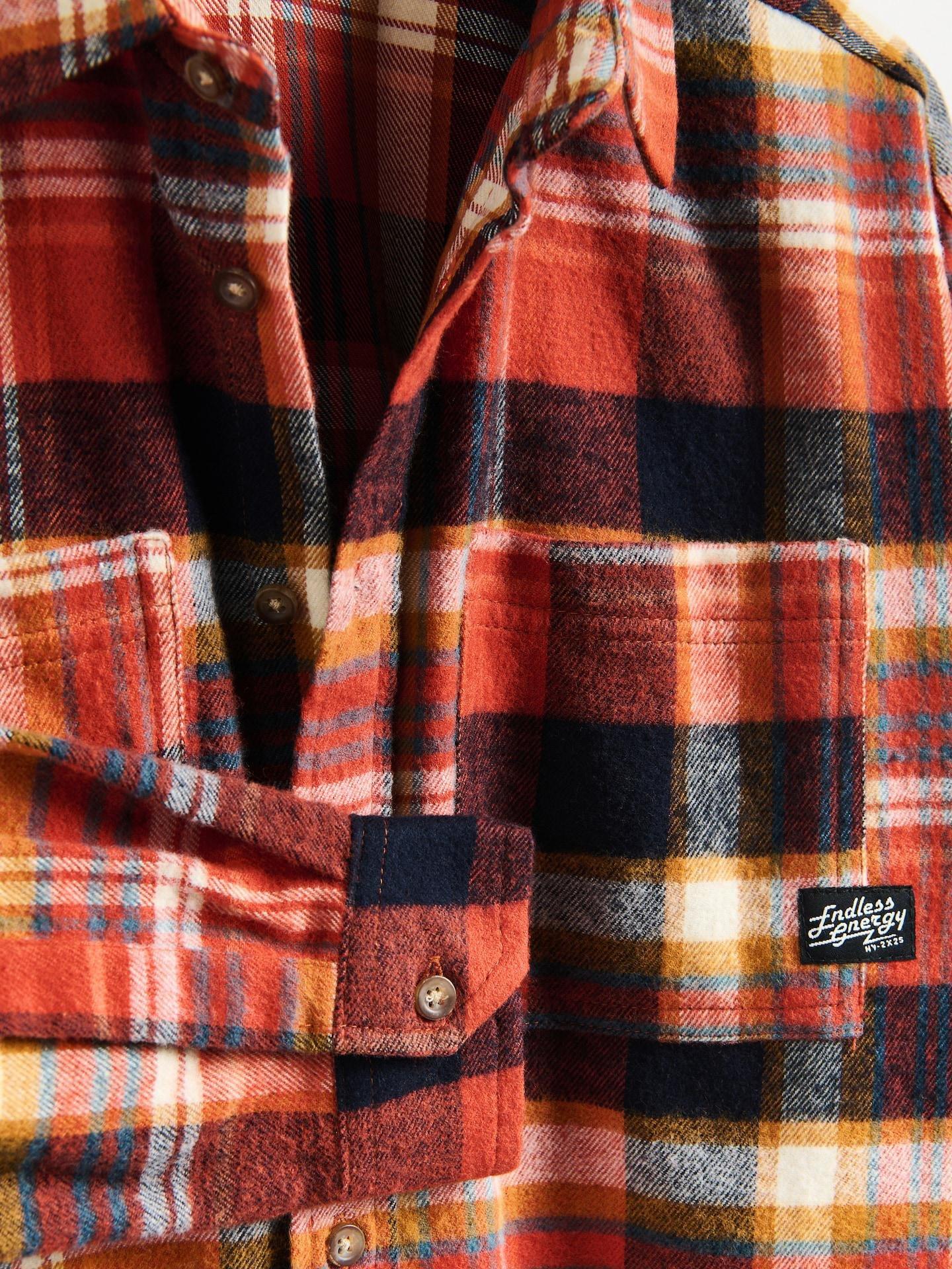 Orange Check Cotton Shirt, Orange, medium