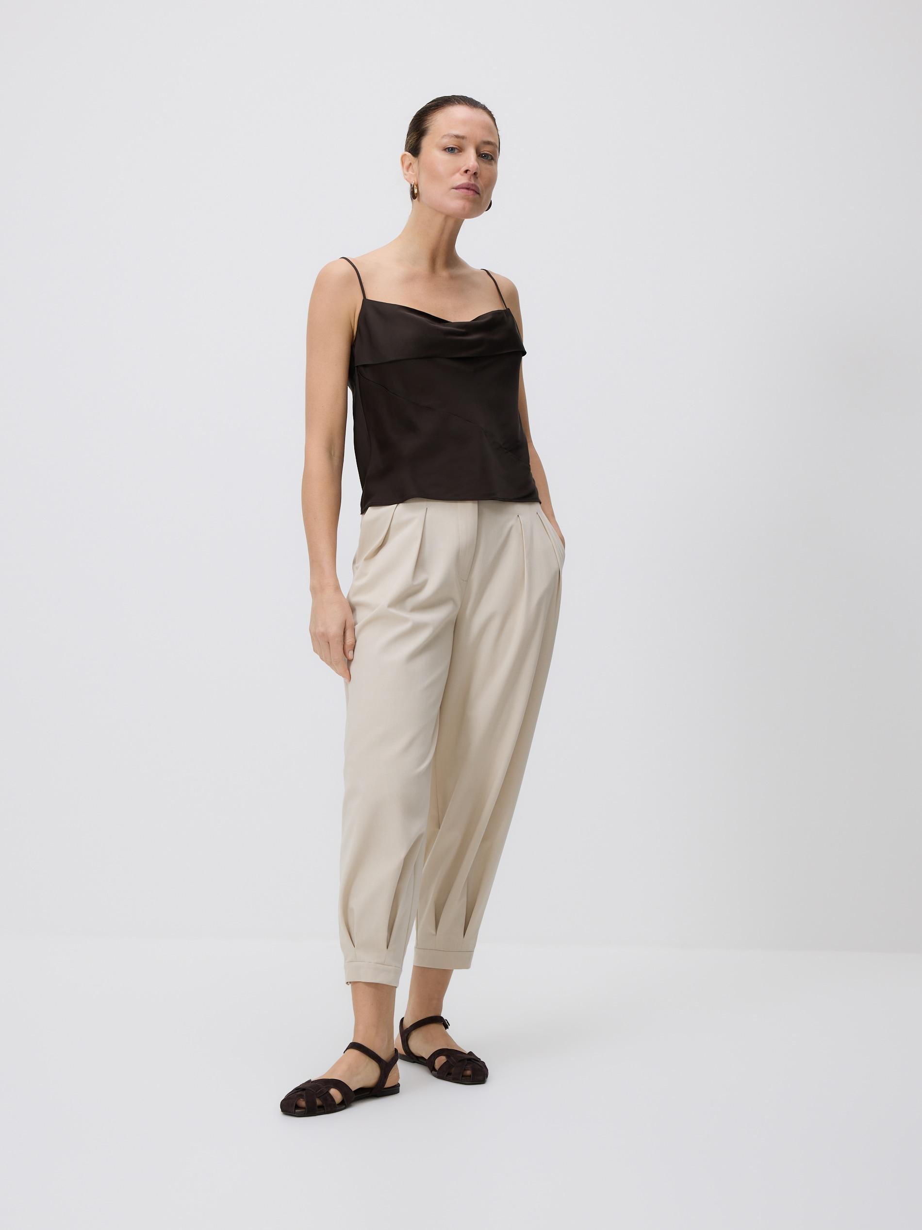 Beige Balloon Trousers, Beige, large image number 1