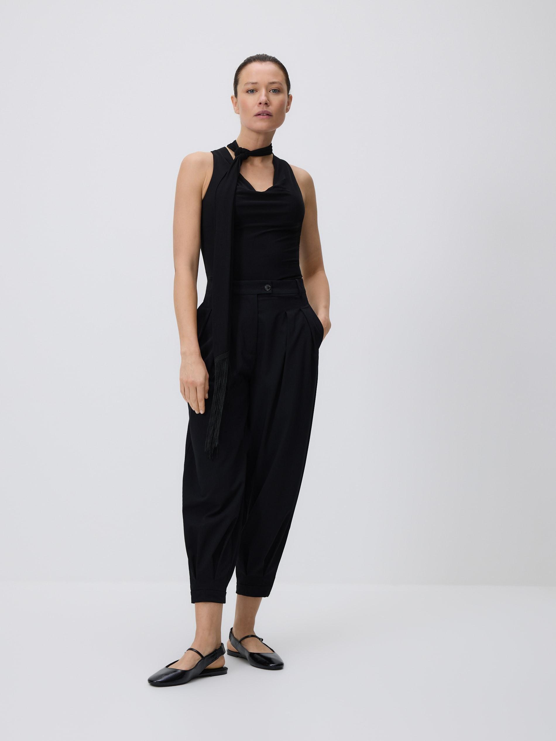 Black Balloon Trousers, Black, large image number 0