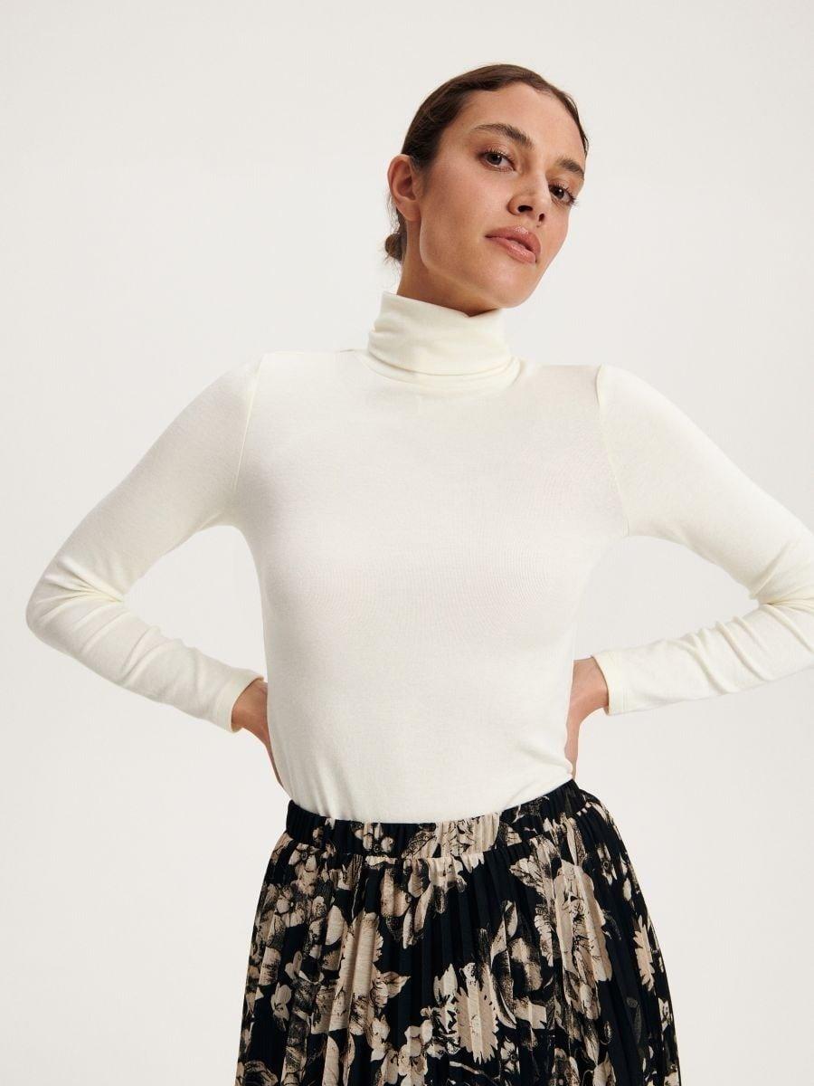 Beige Pleated Floral Skirt, , large image number 1