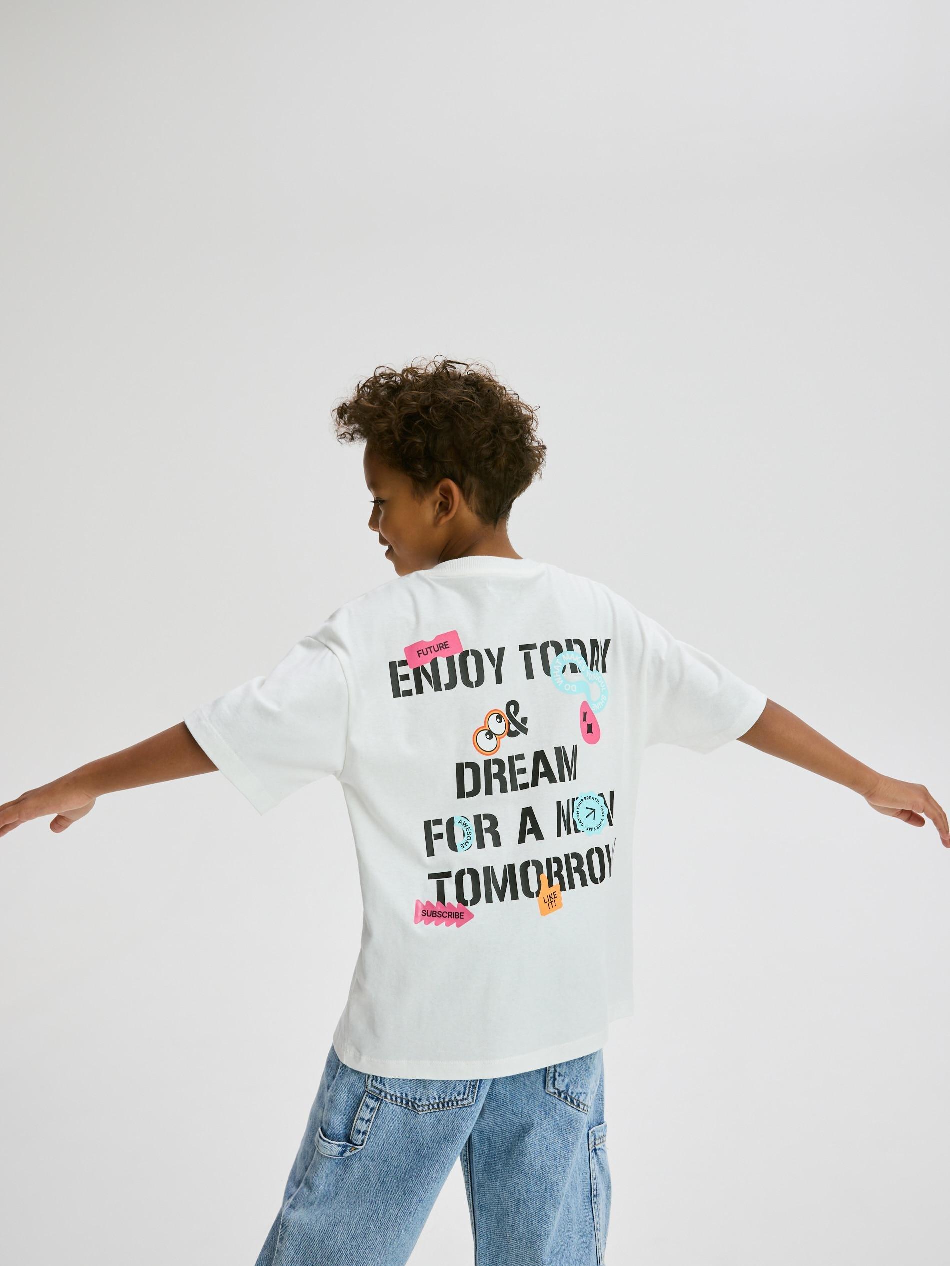 Cream Oversized T-Shirt With Print, Ivory, large image number 4