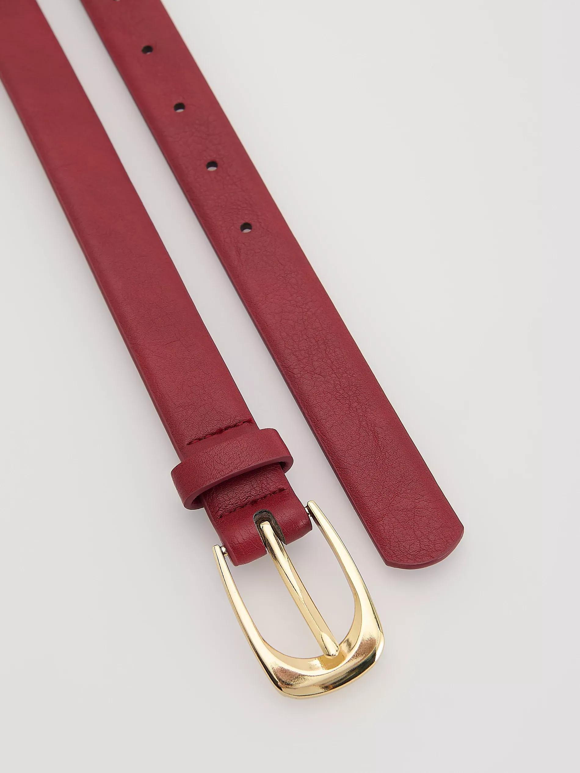 Red Buckle Belt, Red, medium