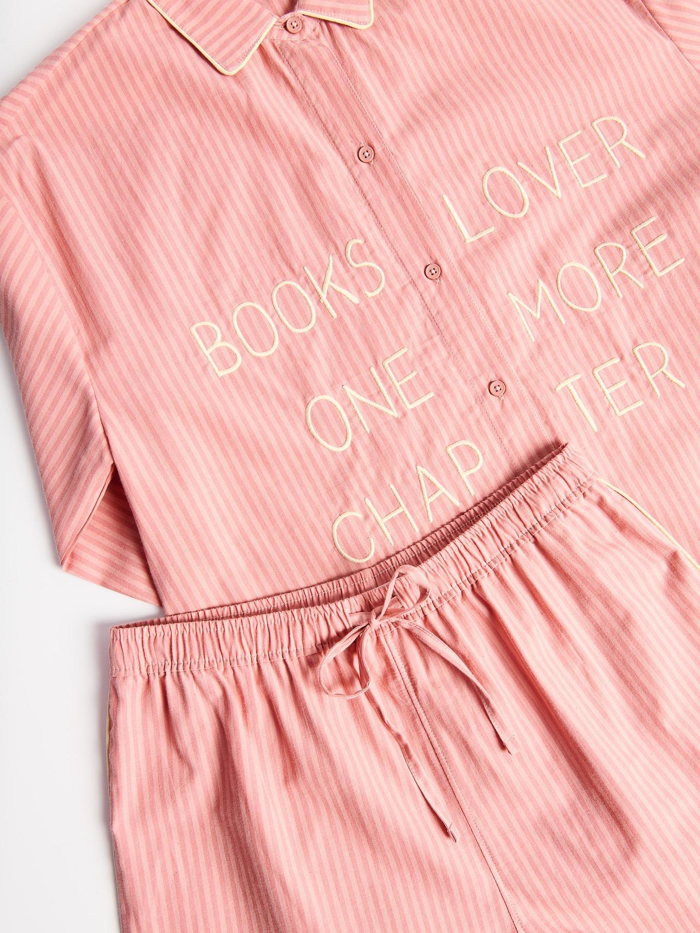 Pink Two Piece Cotton Pyjama Set, Pink, large image number 5