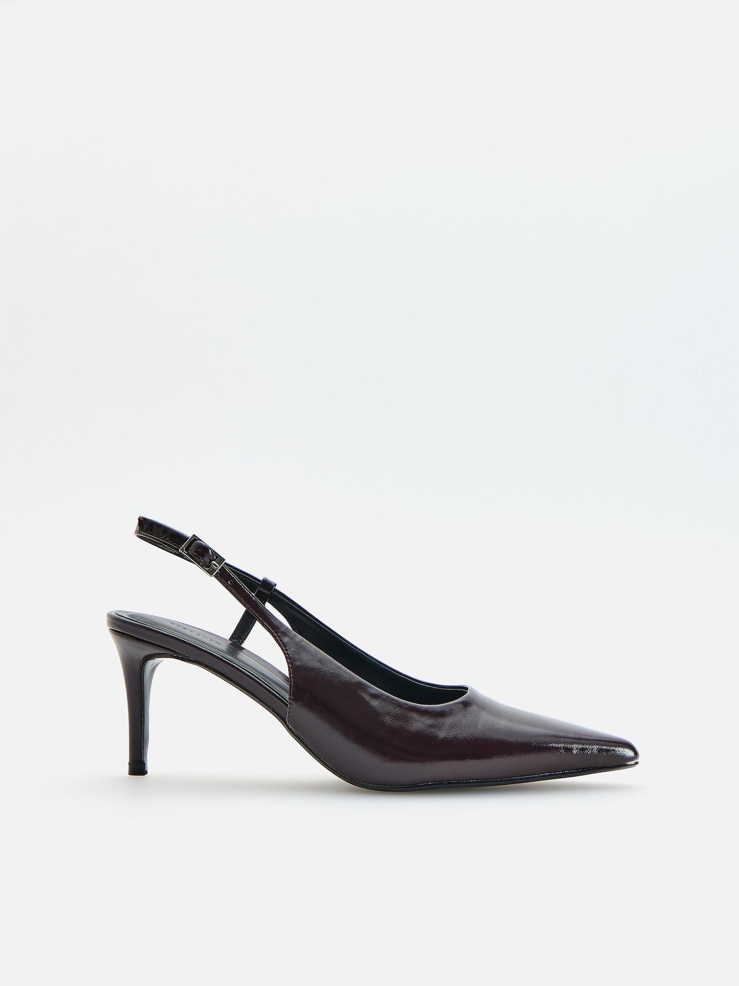 Red Pumps With Open Heel, Burgundy, medium