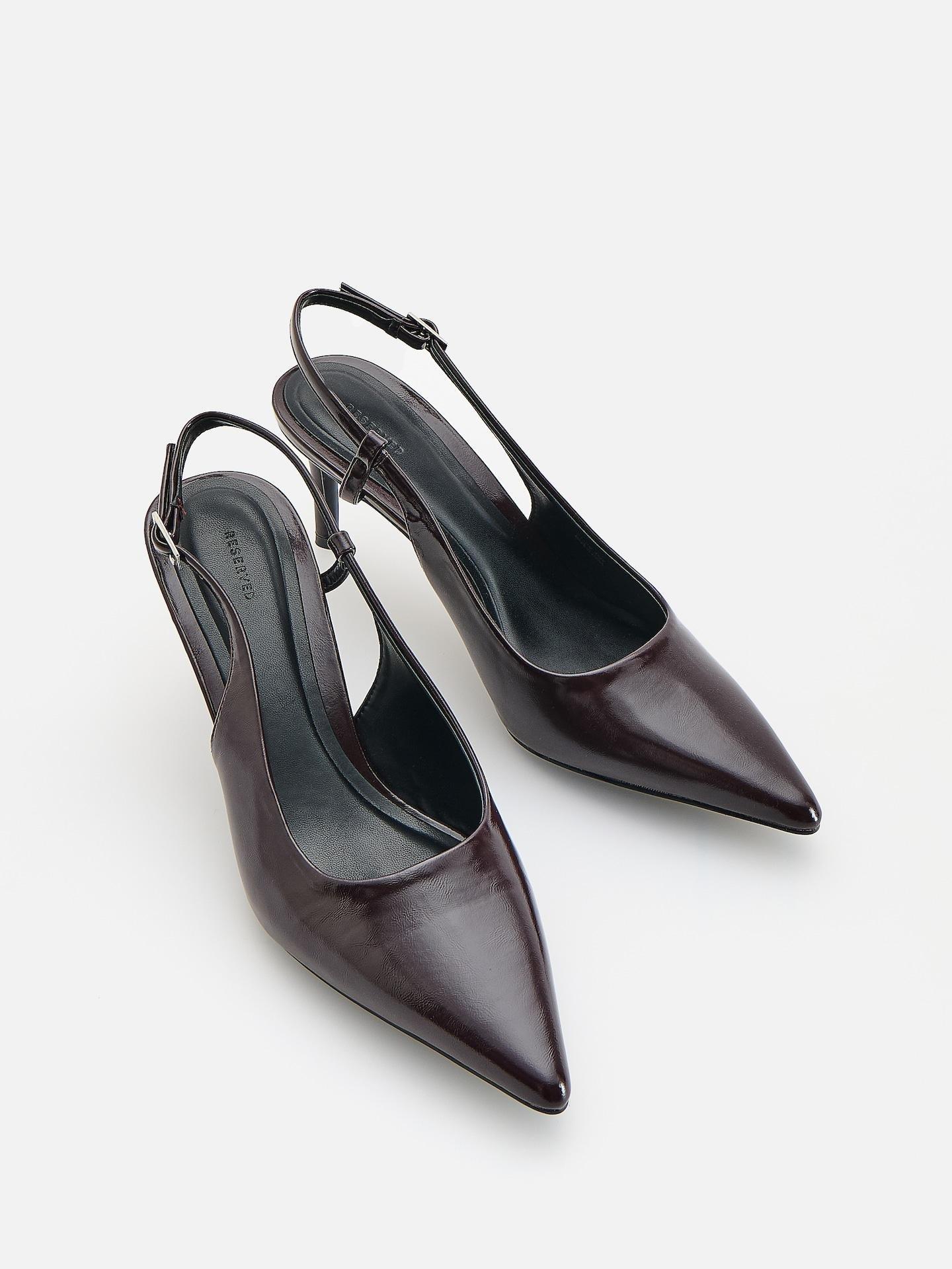 Red Pumps With Open Heel, Burgundy, medium