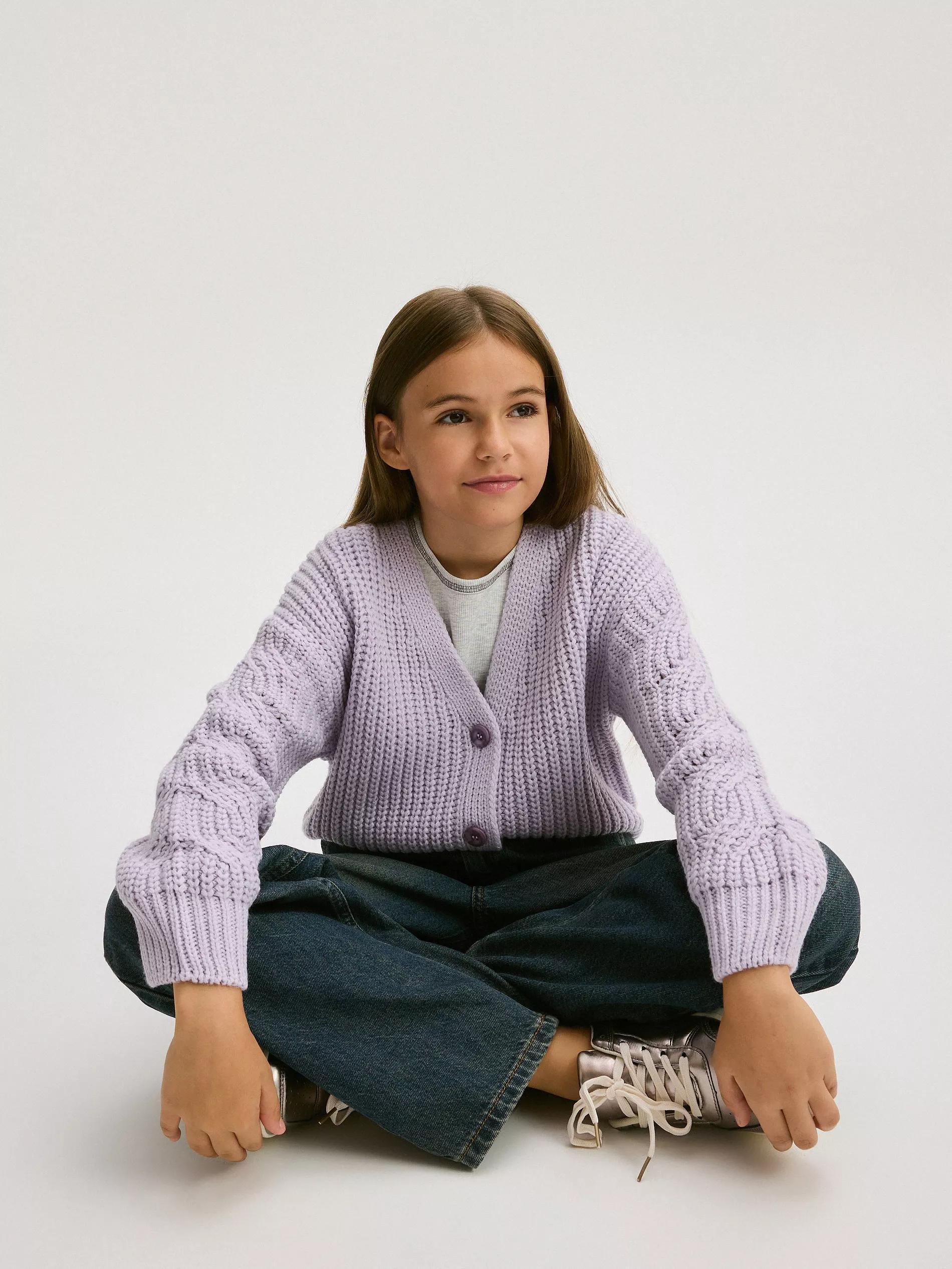 Lavender Buttoned Cardigan, , large image number 1