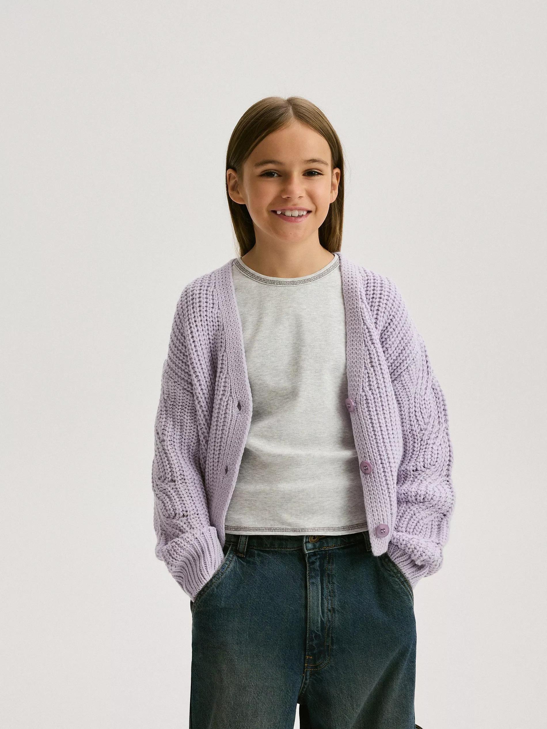 Lavender Buttoned Cardigan, , large image number 2