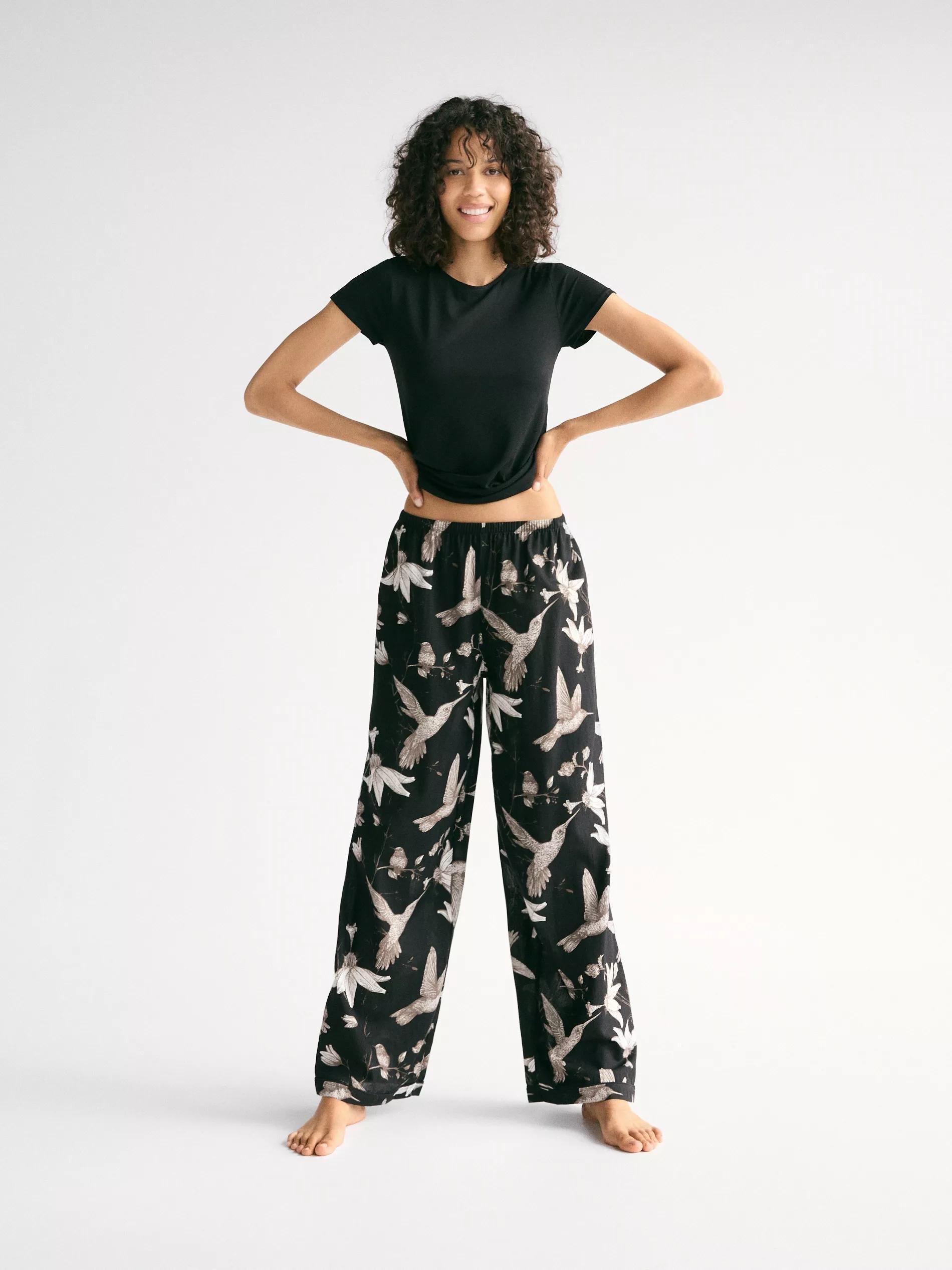 BLACK Patterned two piece pyjama set, Black, medium