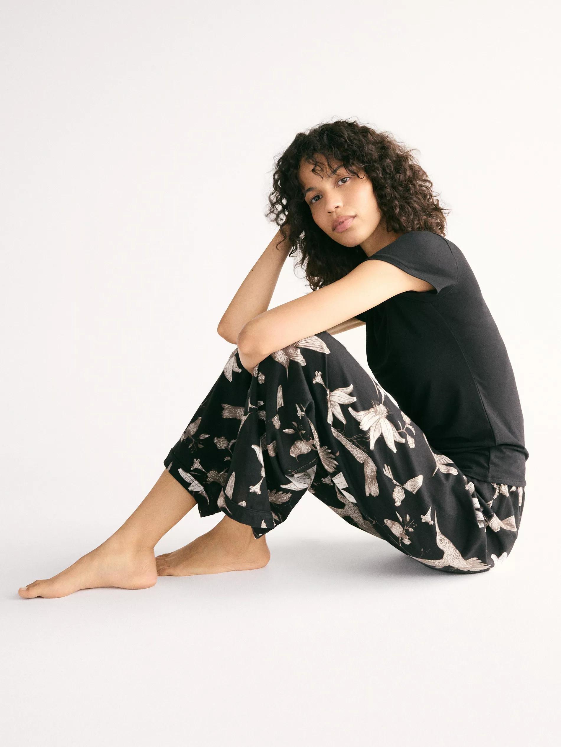 BLACK Patterned two piece pyjama set, Black, medium