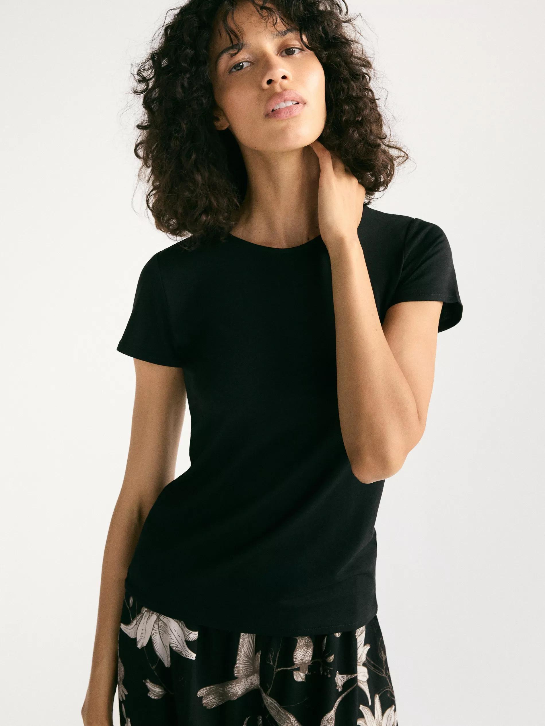 BLACK Patterned two piece pyjama set, Black, medium