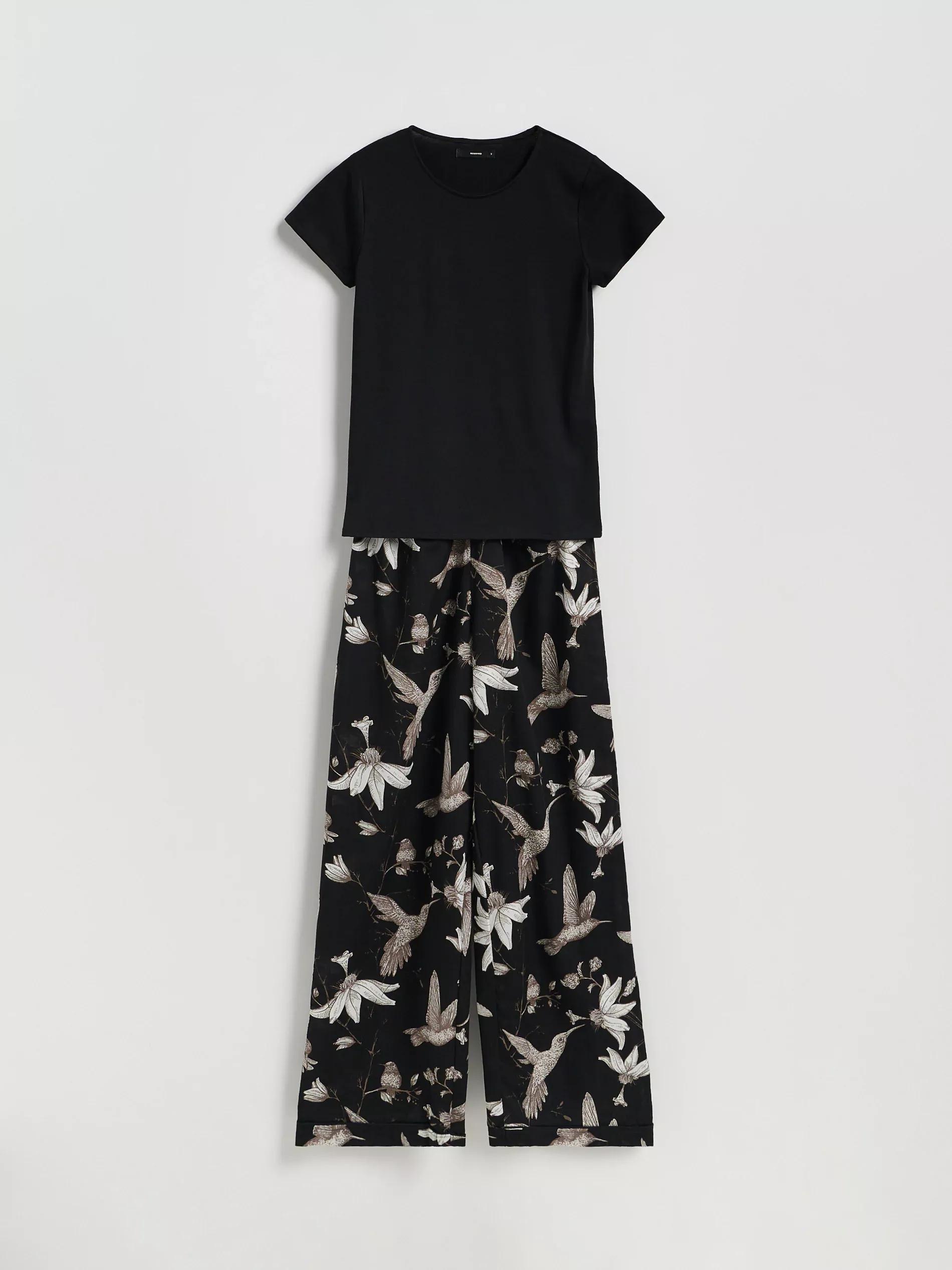 BLACK Patterned two piece pyjama set, Black, large image number 4