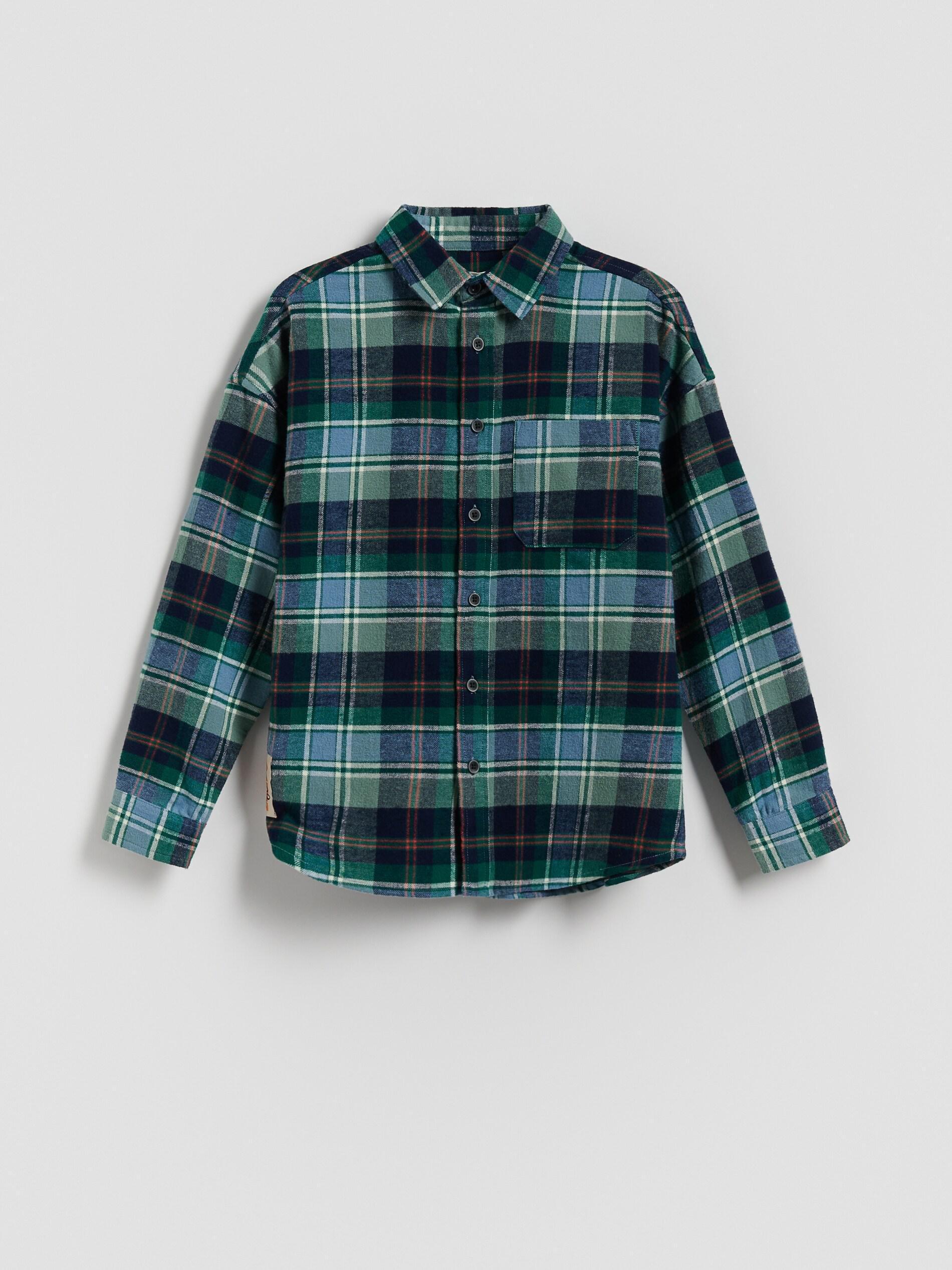 Green Check Cotton Shirt, Green, medium