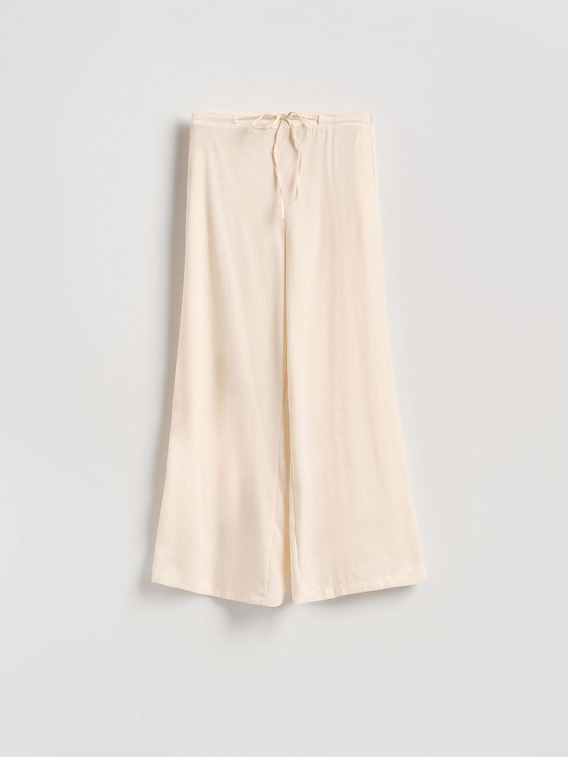 Cream Modal Rich Trousers, Ivory, large image number 3
